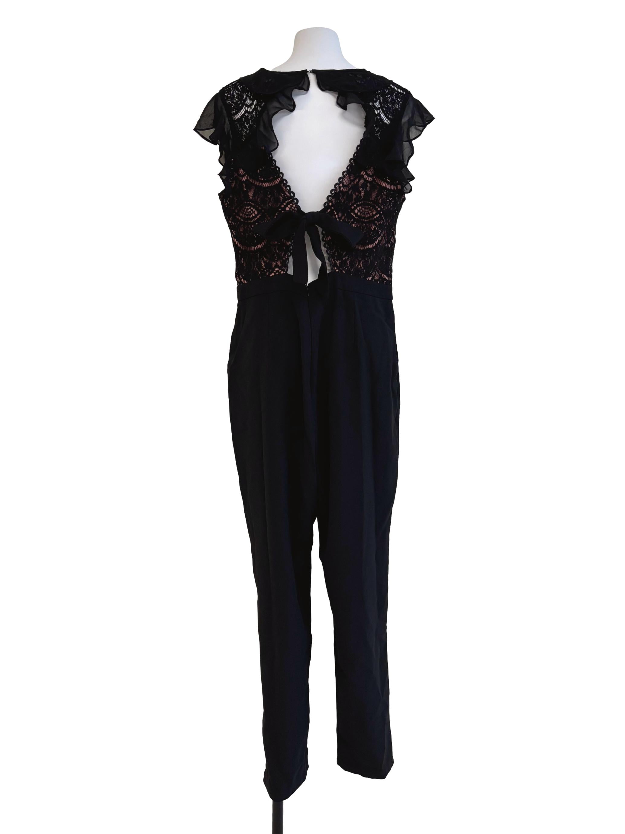 Ink Black Sleeveless Lace Jumpsuit