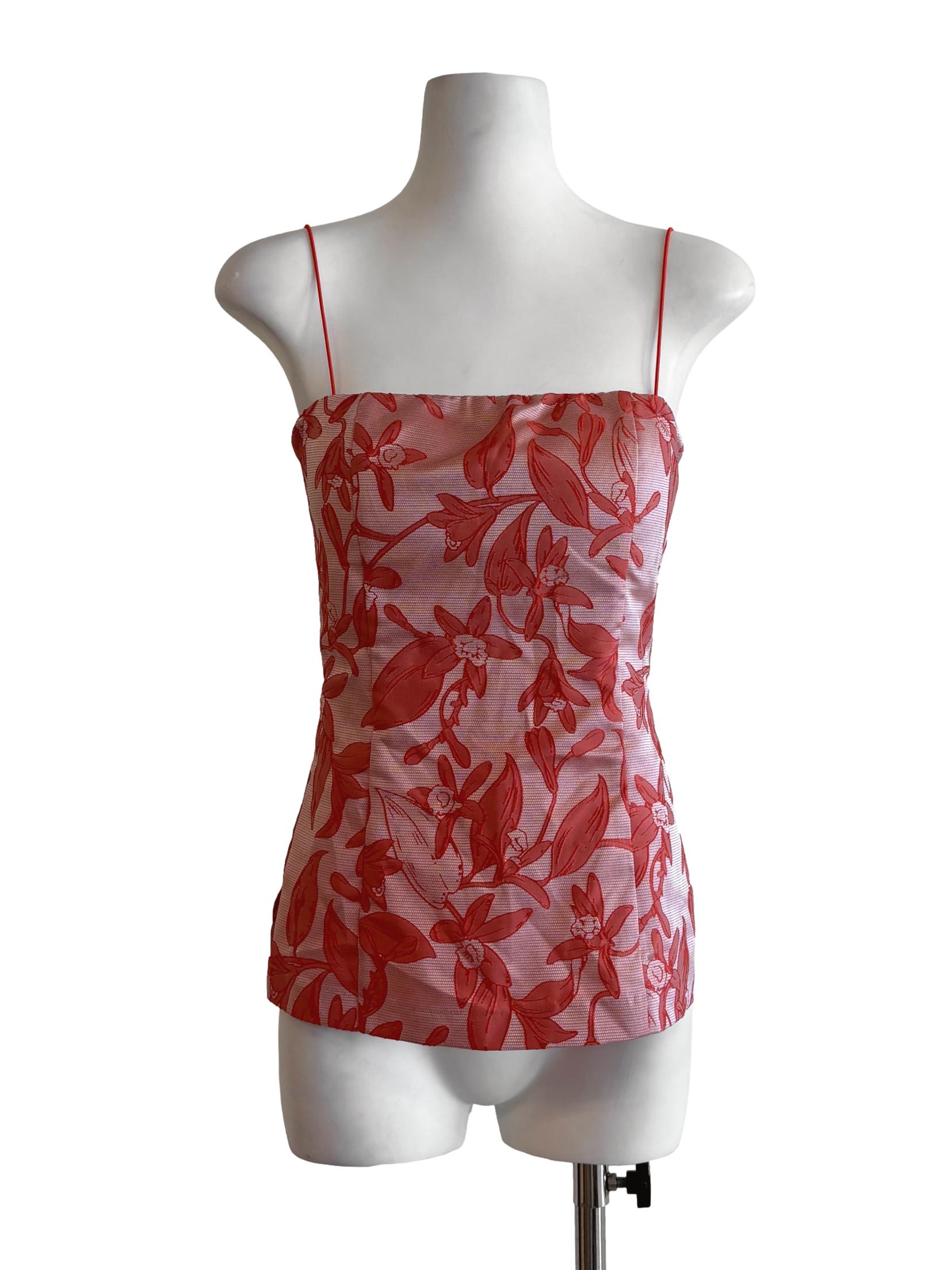 Scarlet Spaghetti Strap Embroidered Top LB