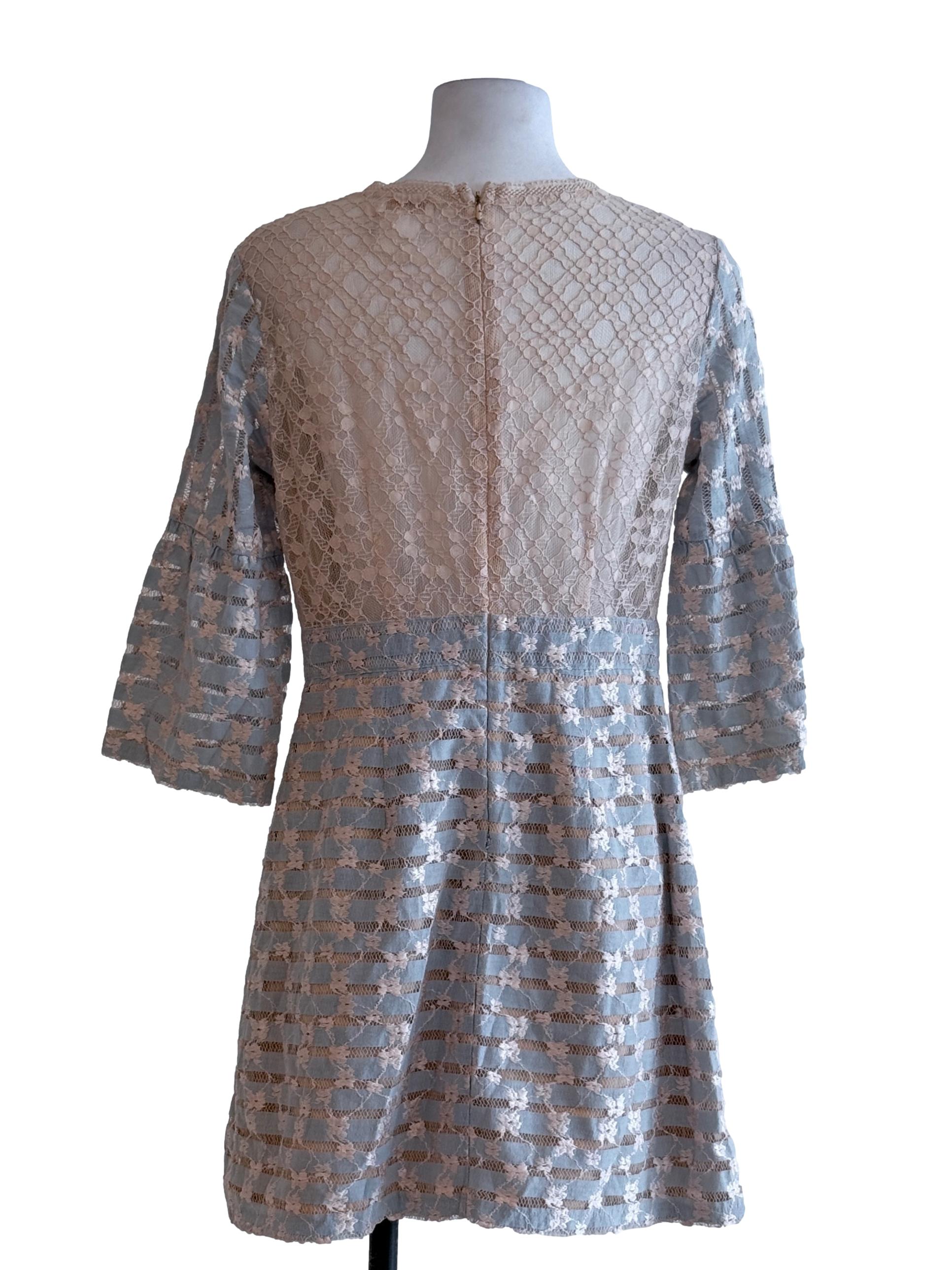 Blue Skinned Embroidery Mini Dress