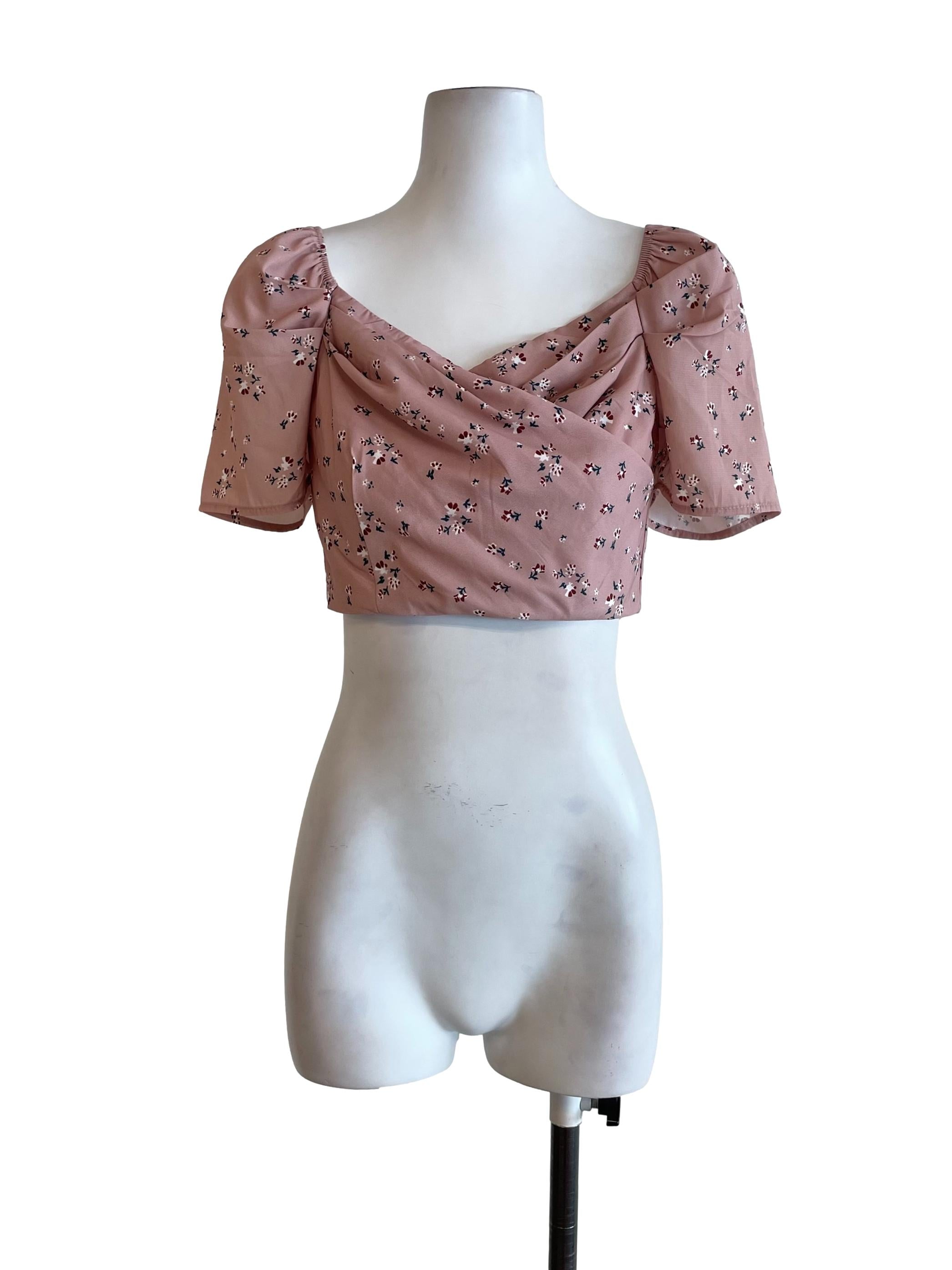 Sepia Floral Sweetheart Crop Top