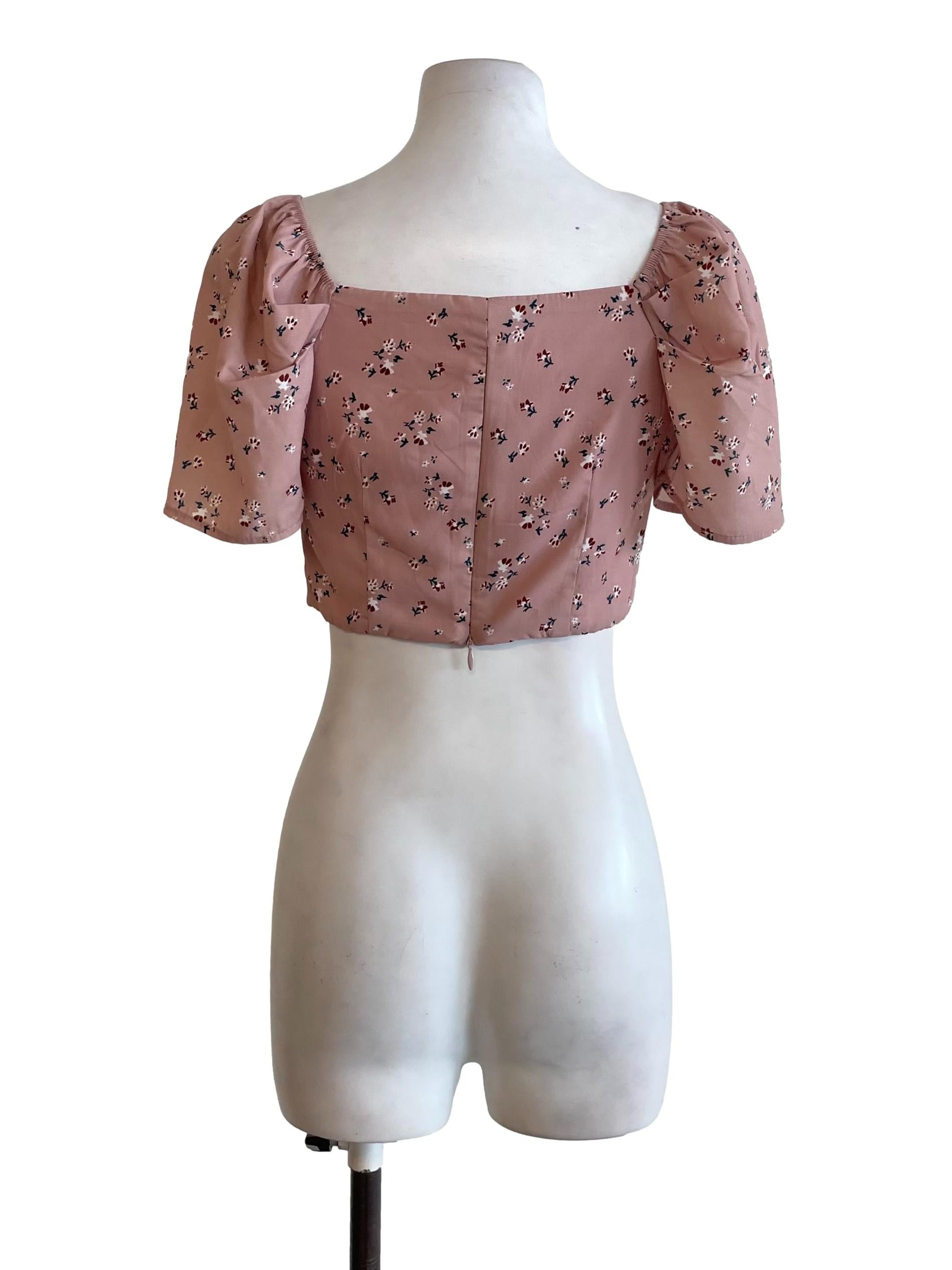 Sepia Floral Sweetheart Crop Top