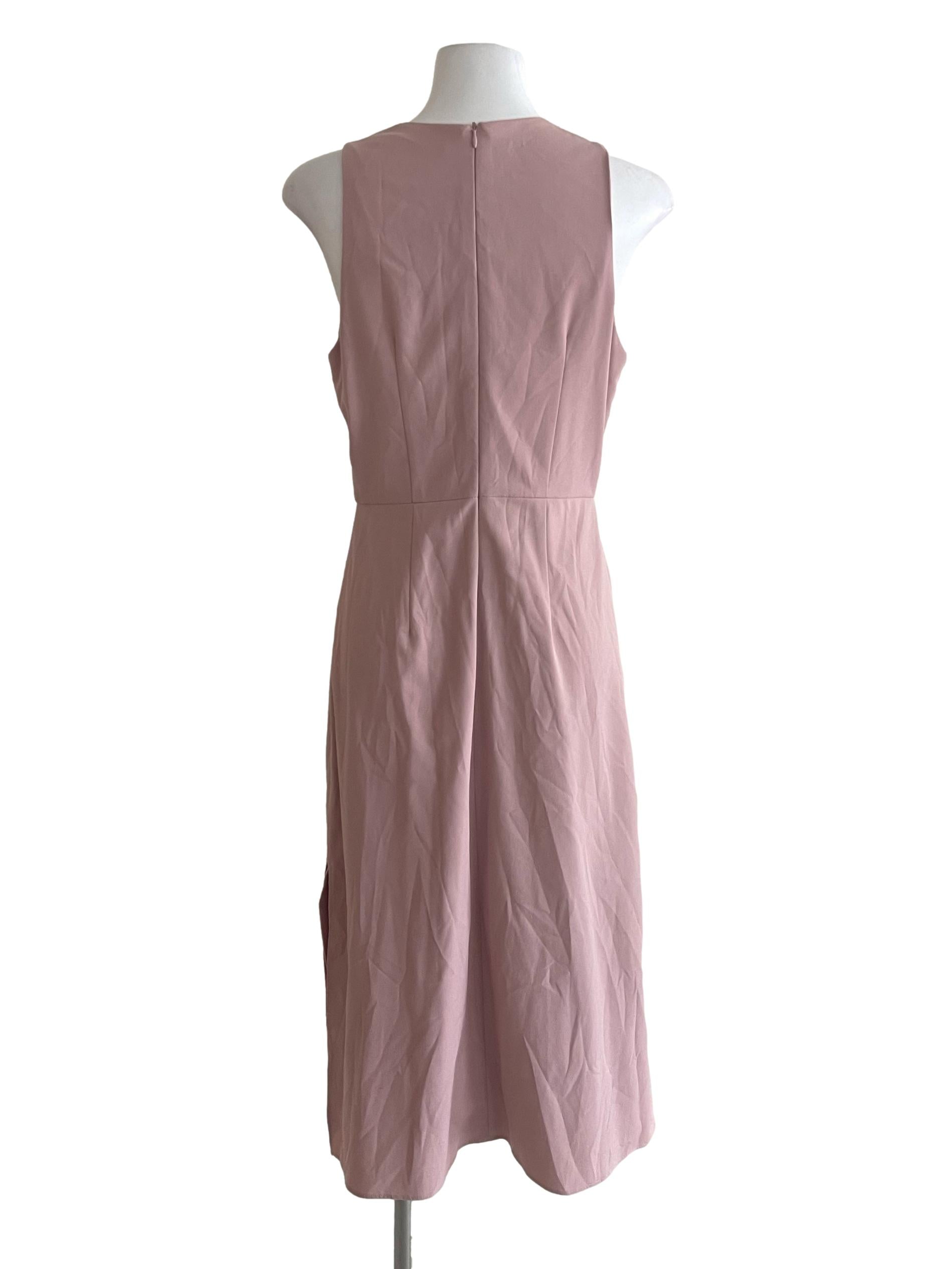 Crepe Jewel Neck Sleeveless Knife Pleated Dress