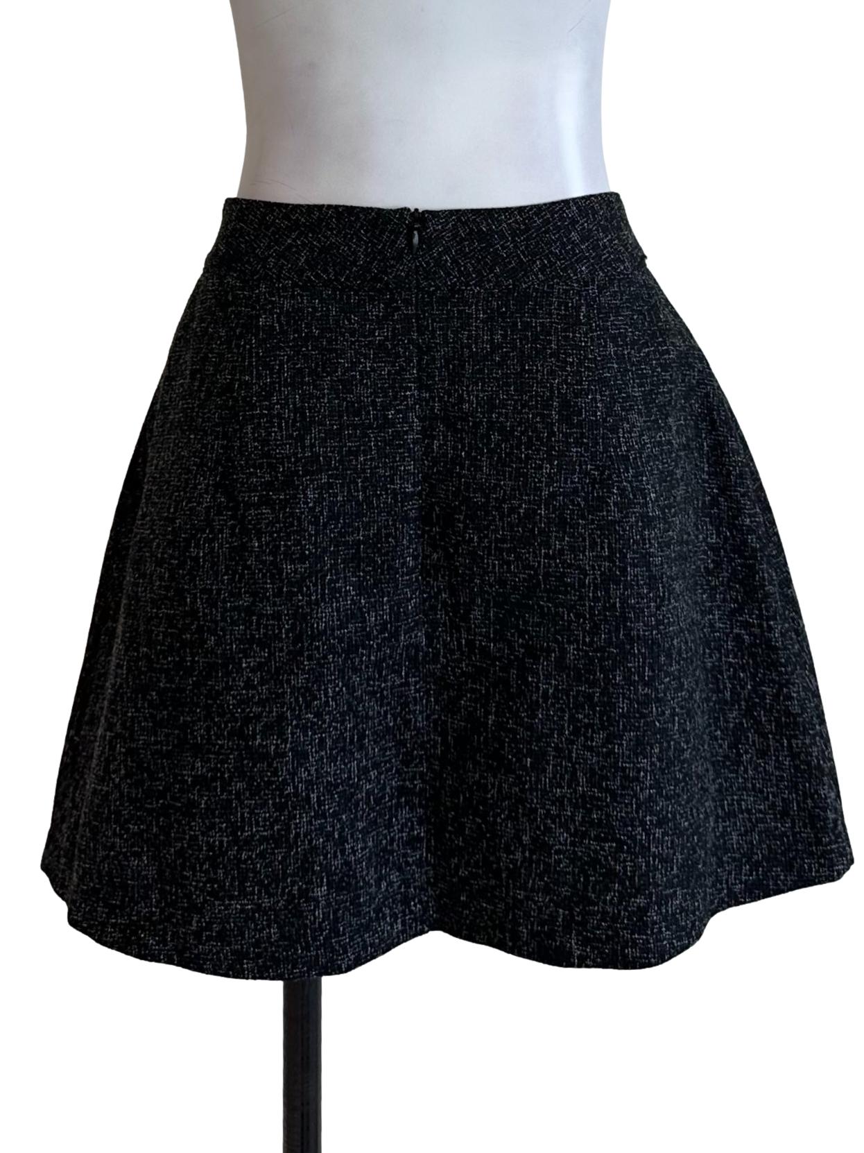 Charcoal Black Tweed Textured Skorts