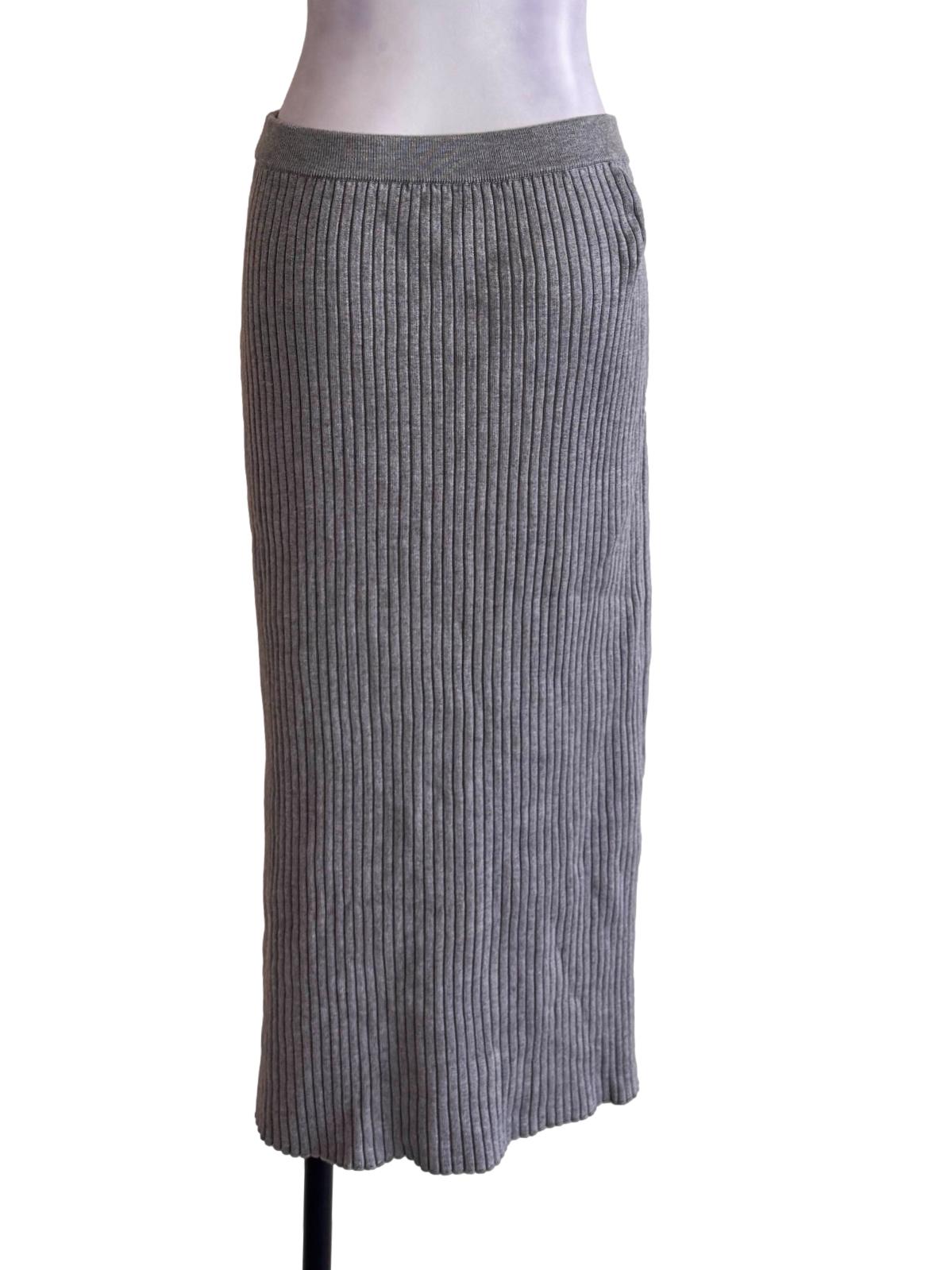 Grey Pleated Pencil Skirt