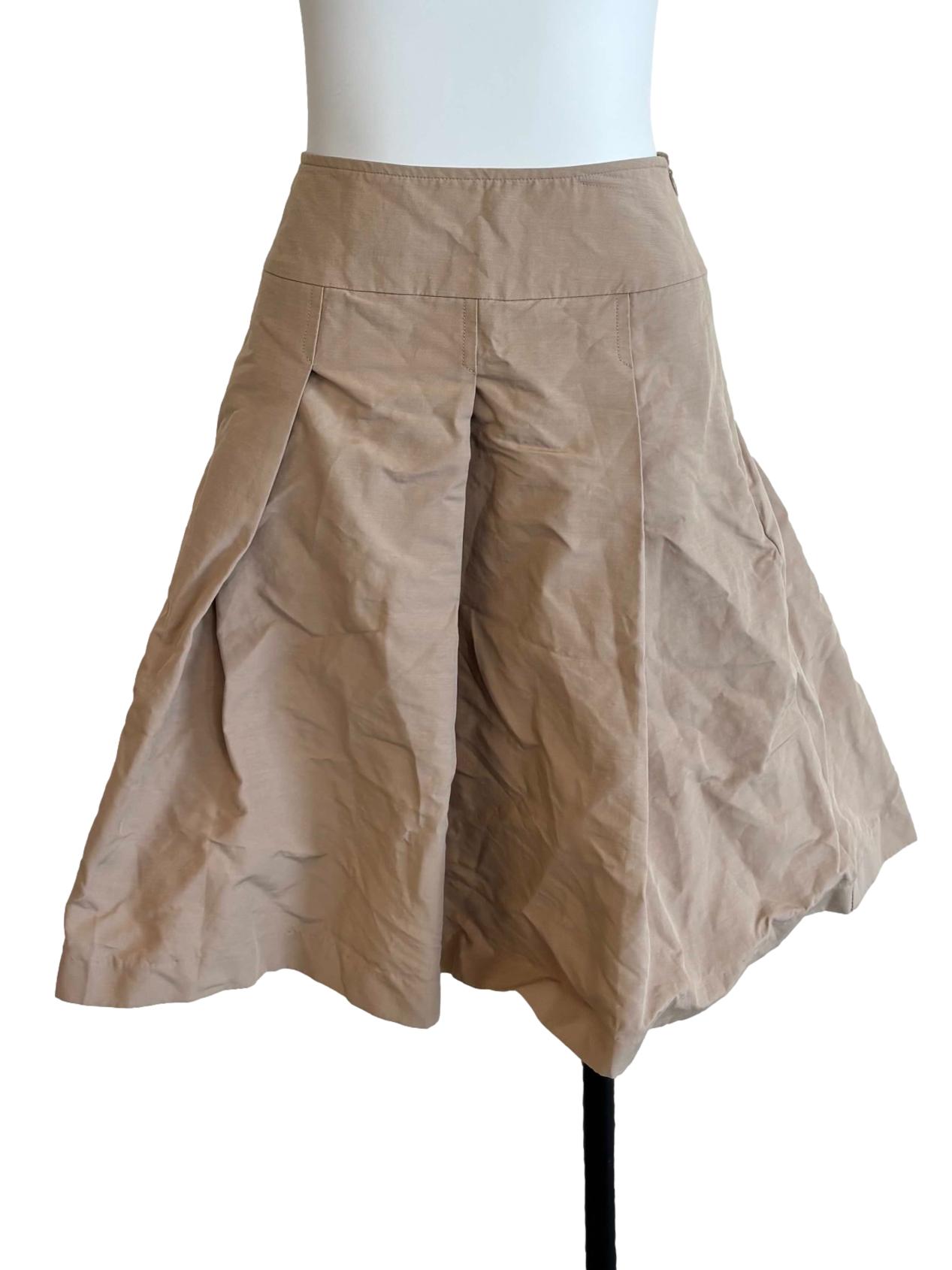 Beige Cotton Pleats Skirt CSN