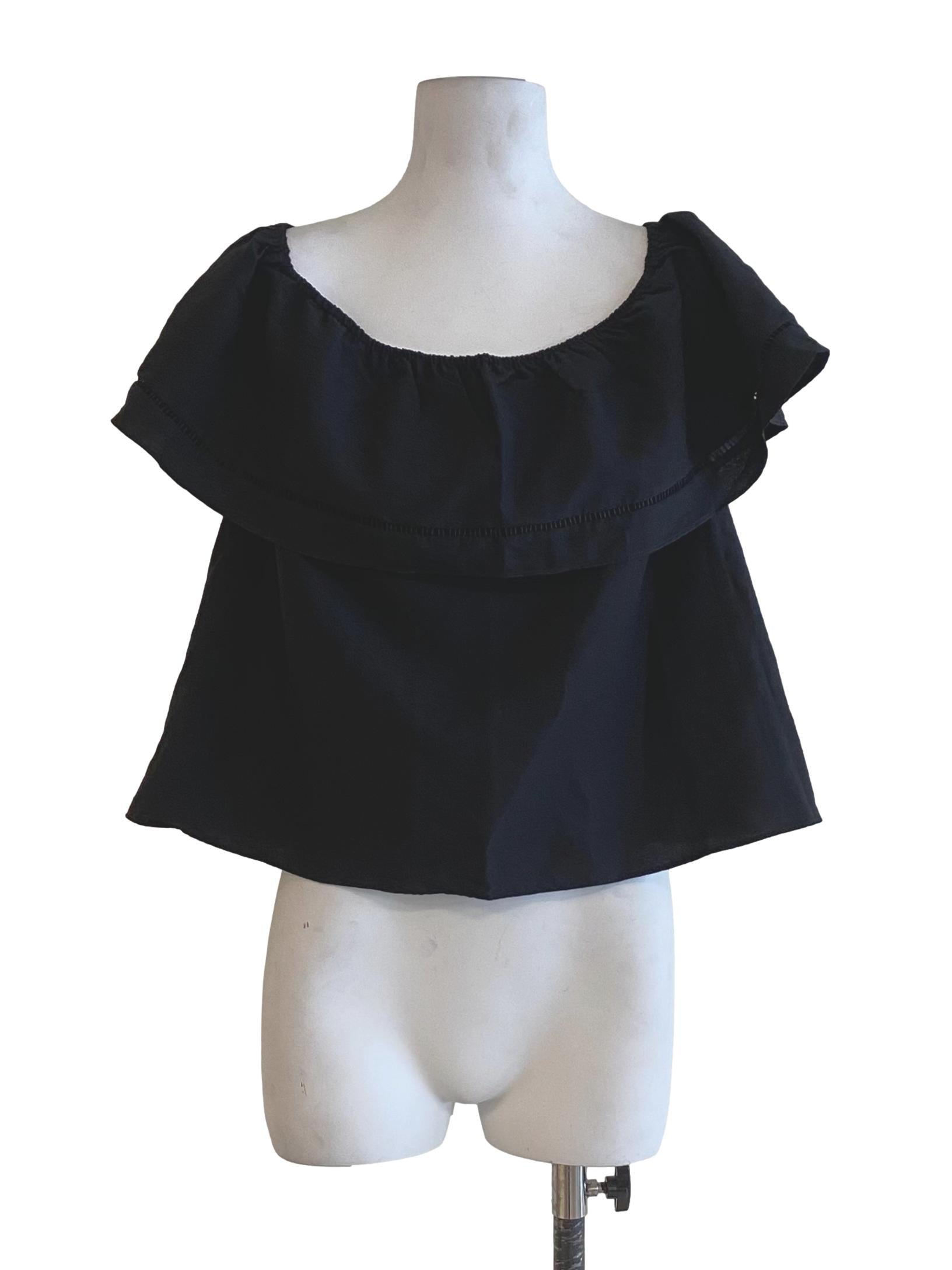 Sable Black Ruffle Lace Blouse