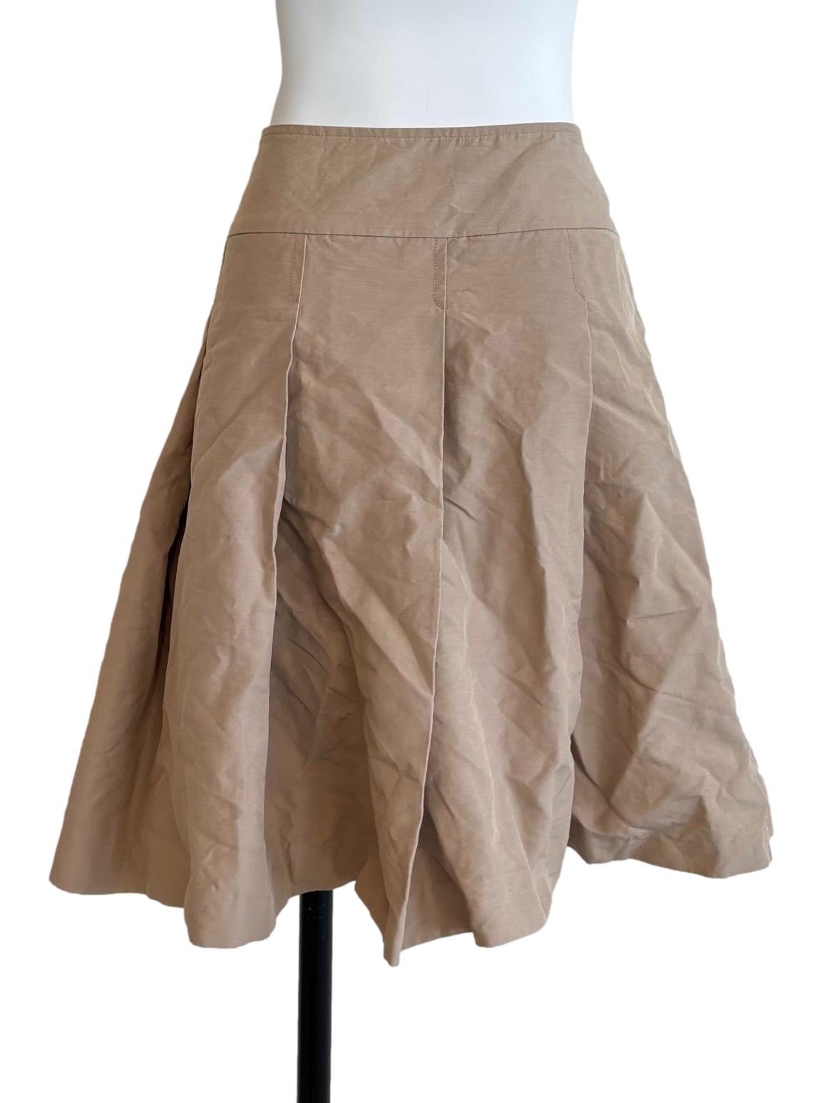 Beige Cotton Pleats Skirt CSN