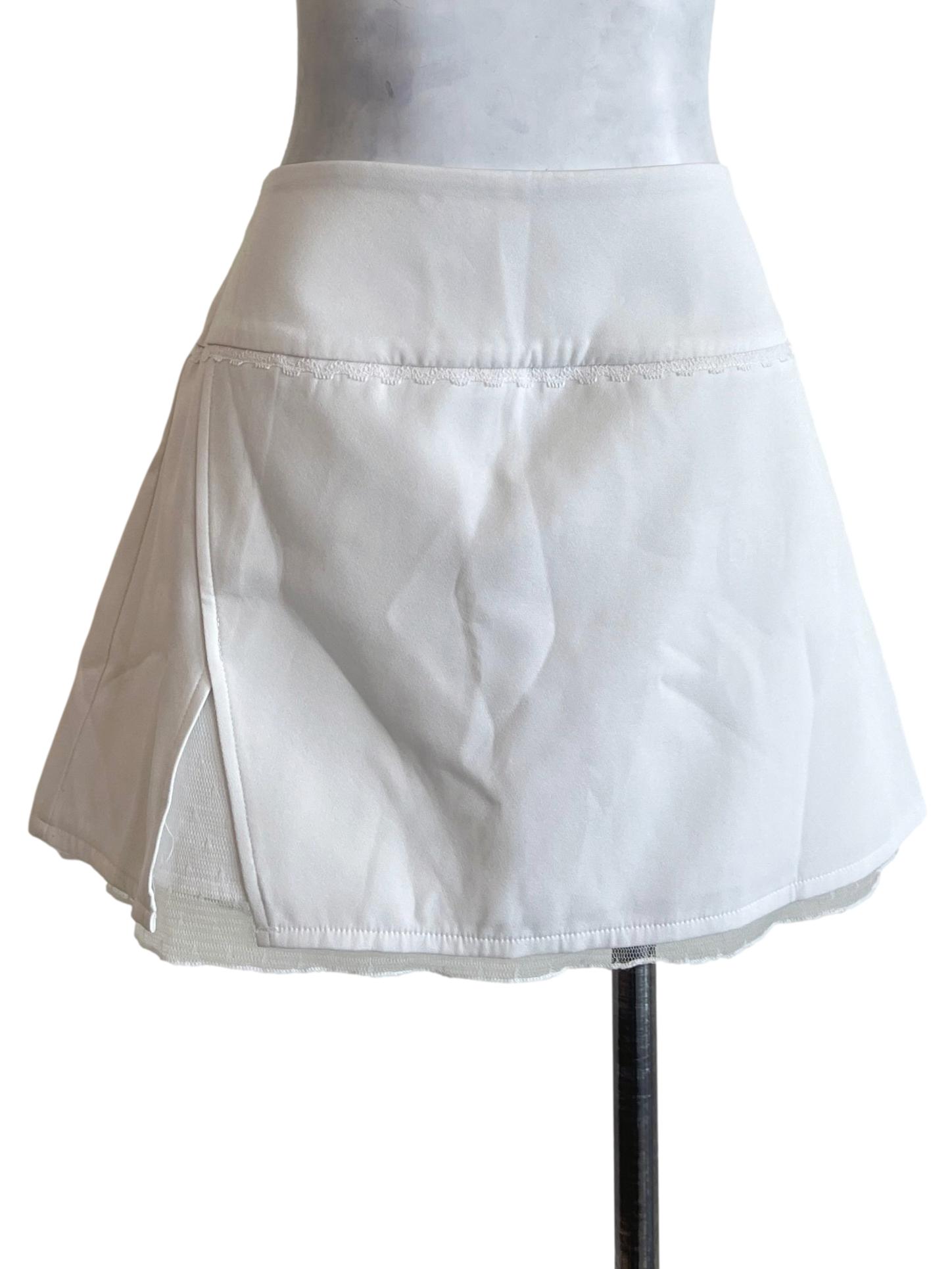 Off White Lace Hem Mini Skirt