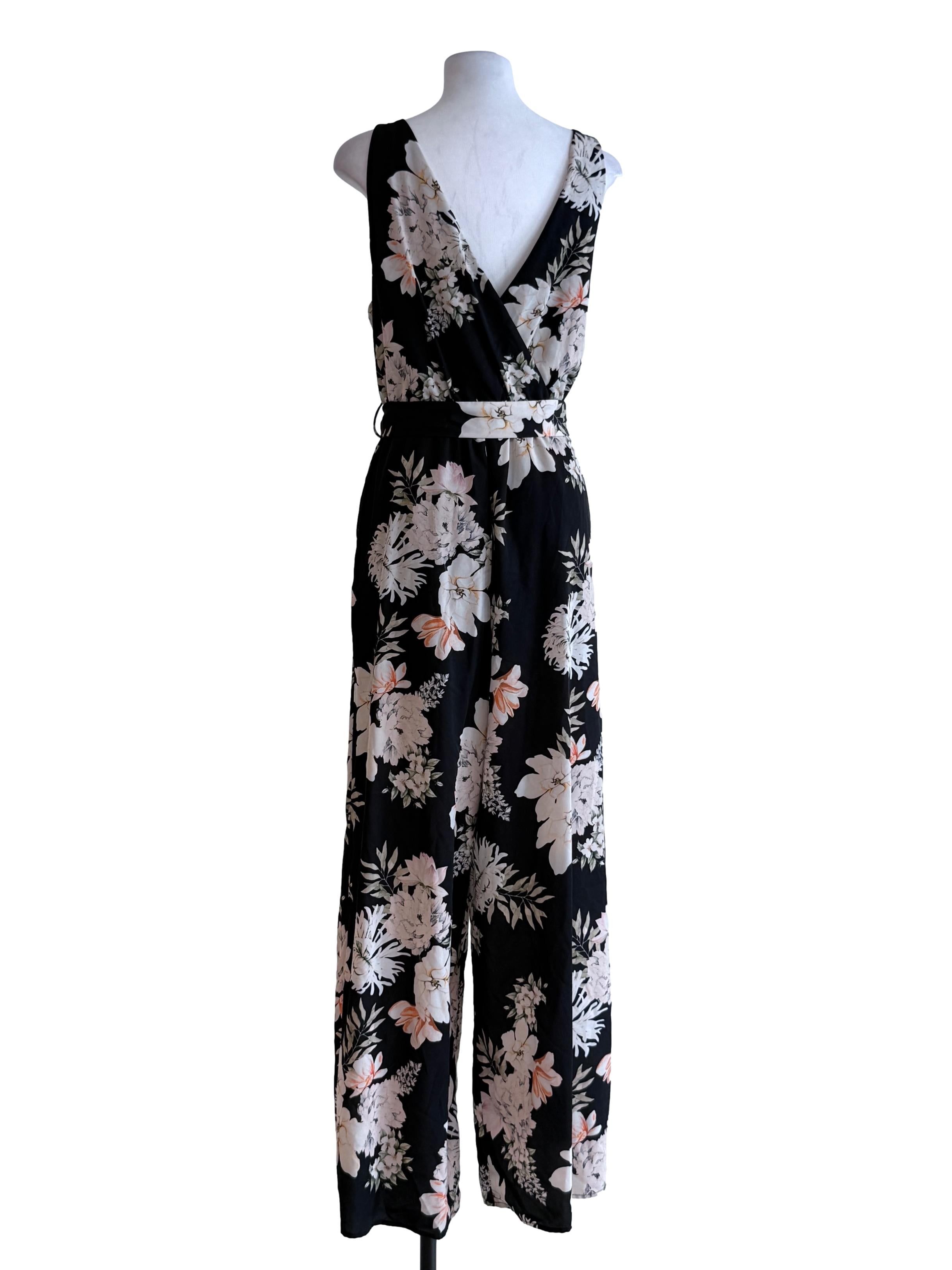 Black Floral Long Jumpsuit