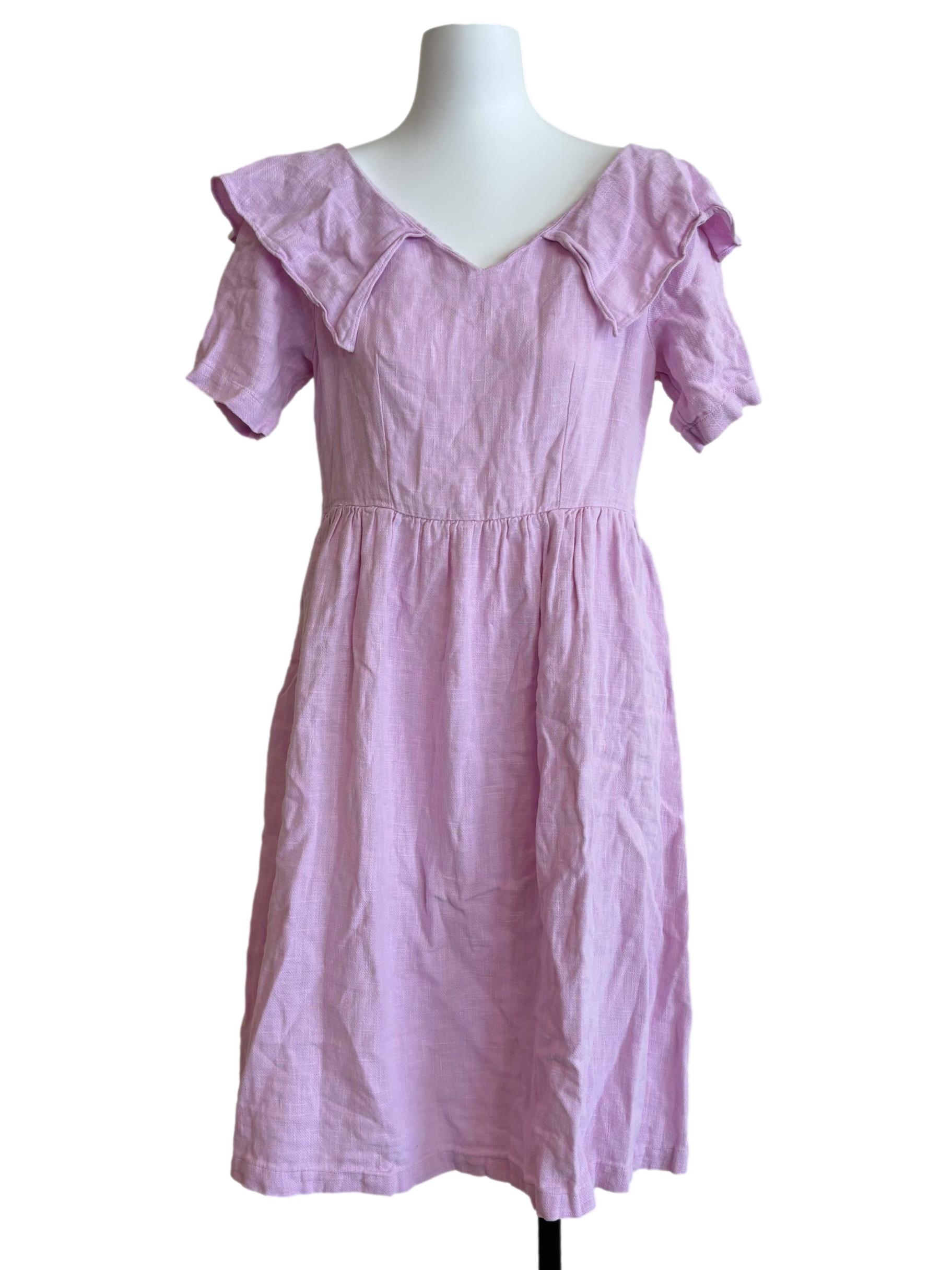 Lilac Pink Linen Ruffle Dress CSN