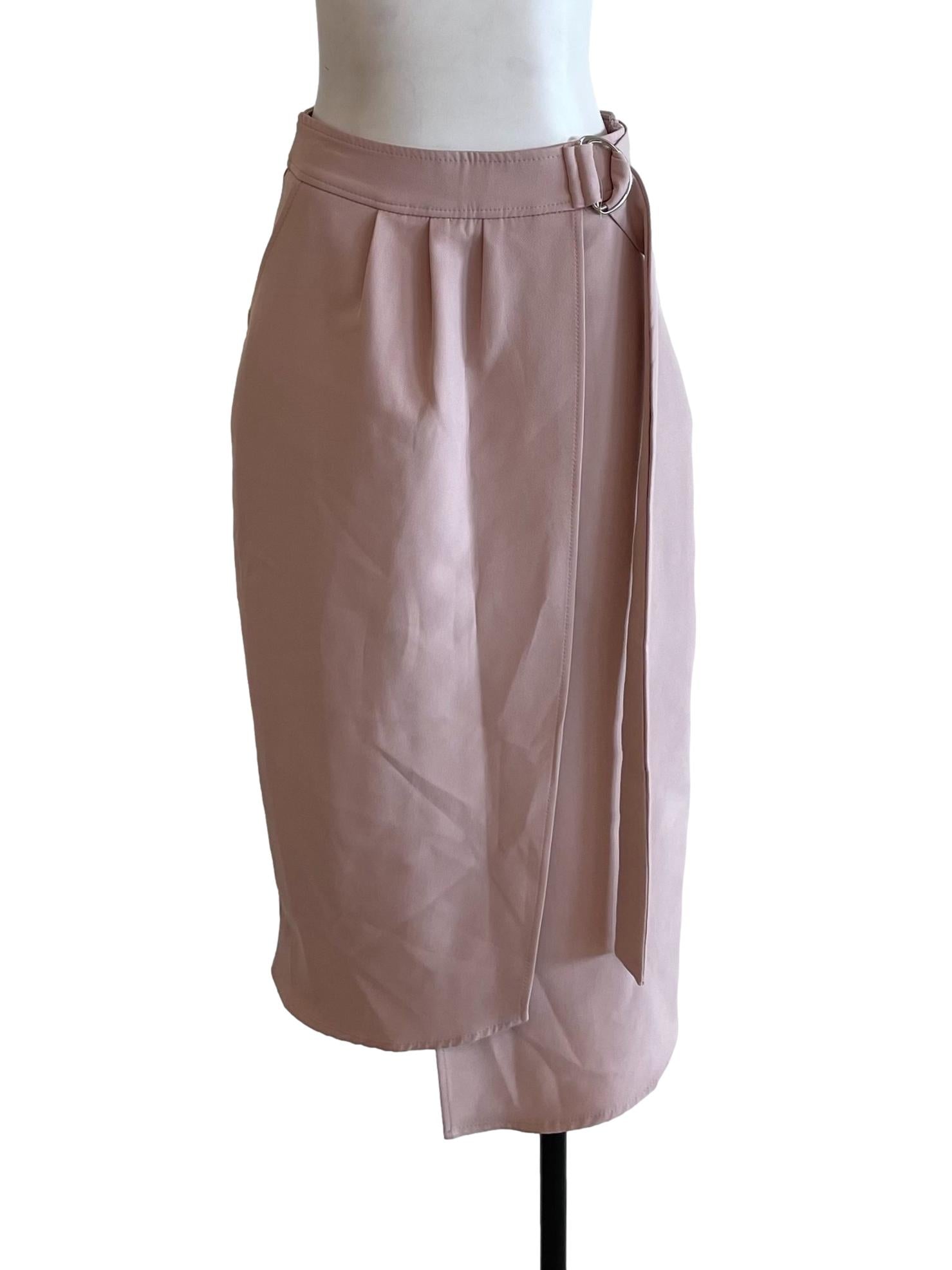 Nude Pink Buckled Pencil Skirt