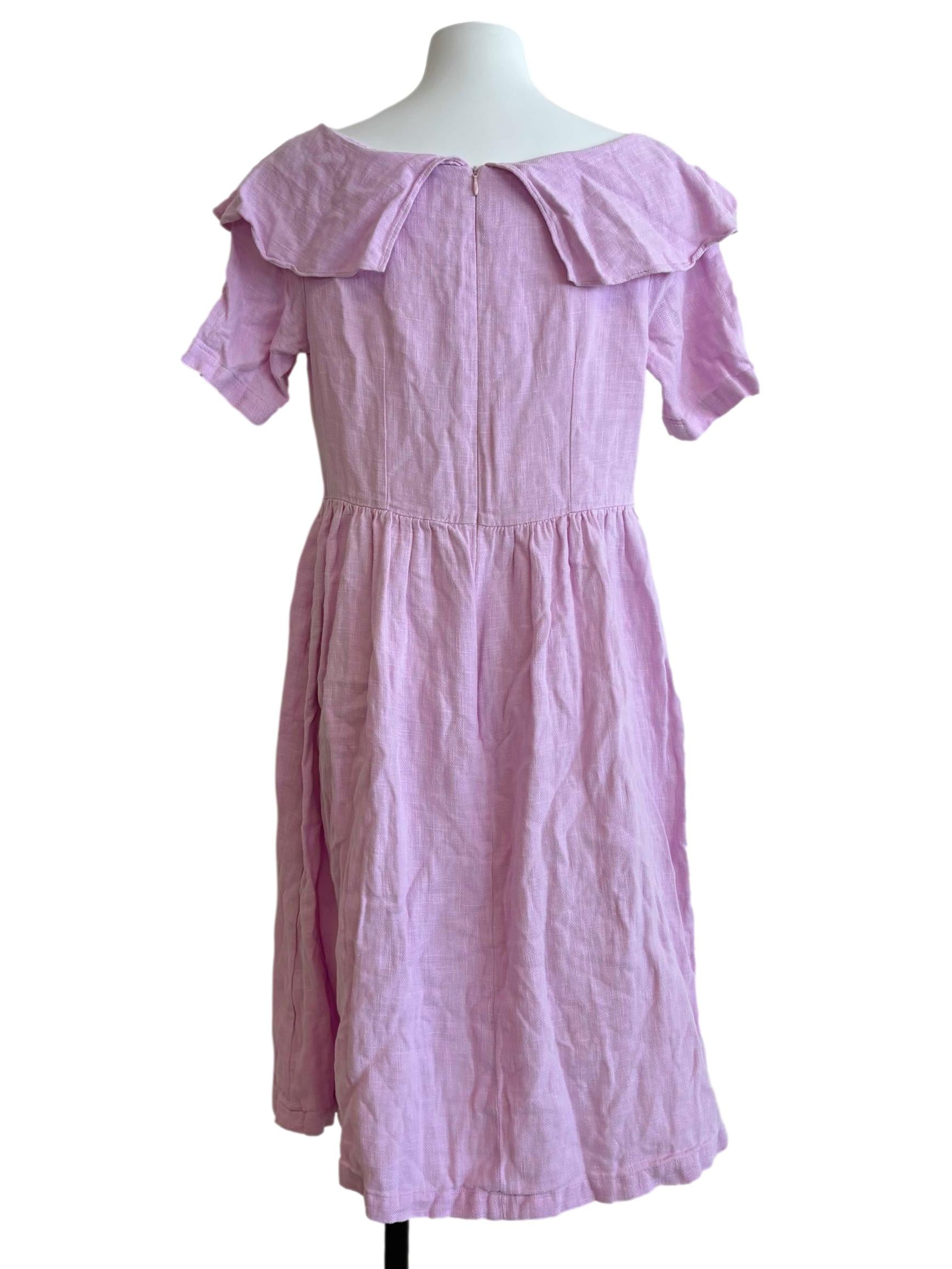 Lilac Pink Linen Ruffle Dress CSN