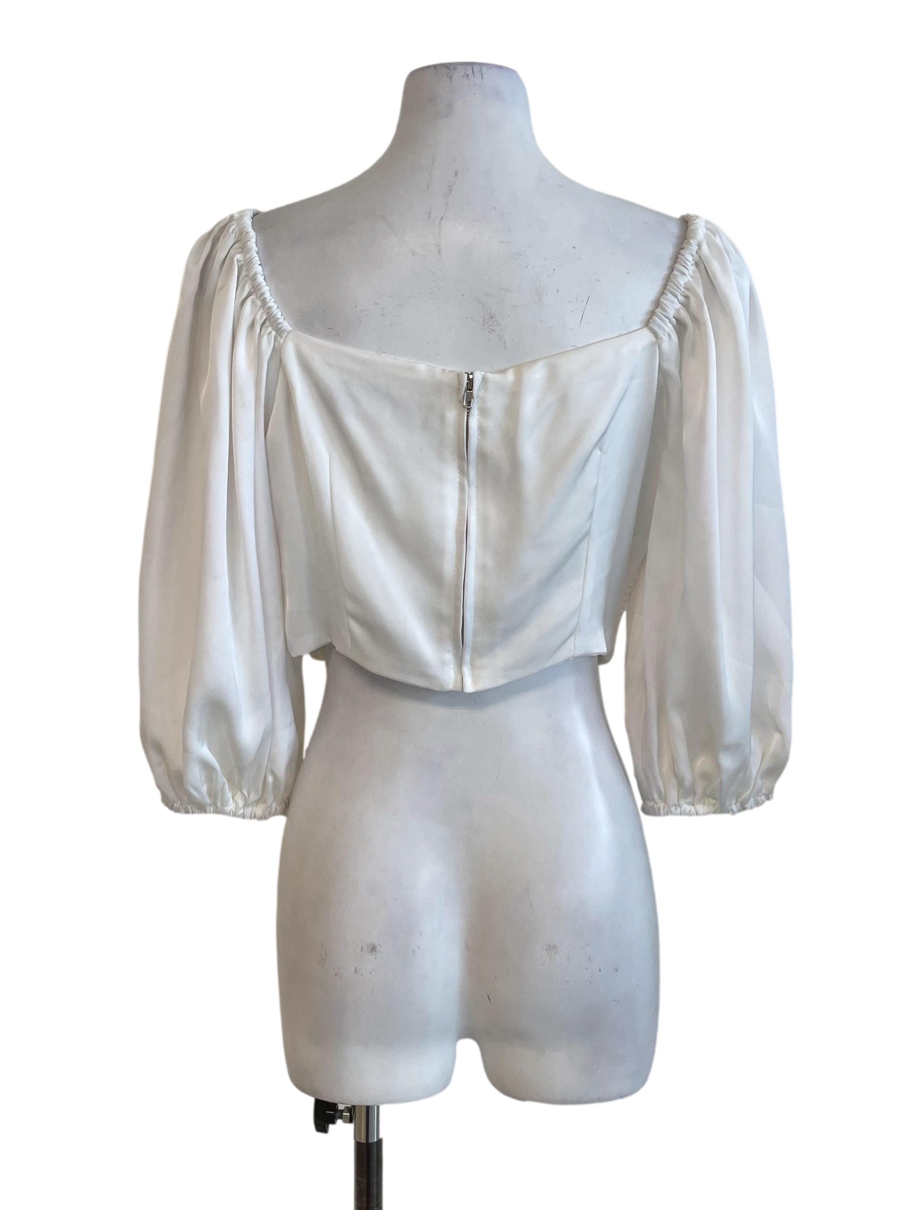 Plain White Pleated Crop Top