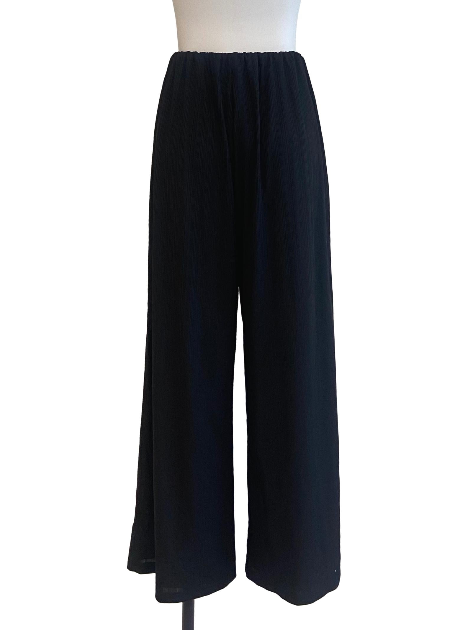 Black Stretchable Stripe Pants