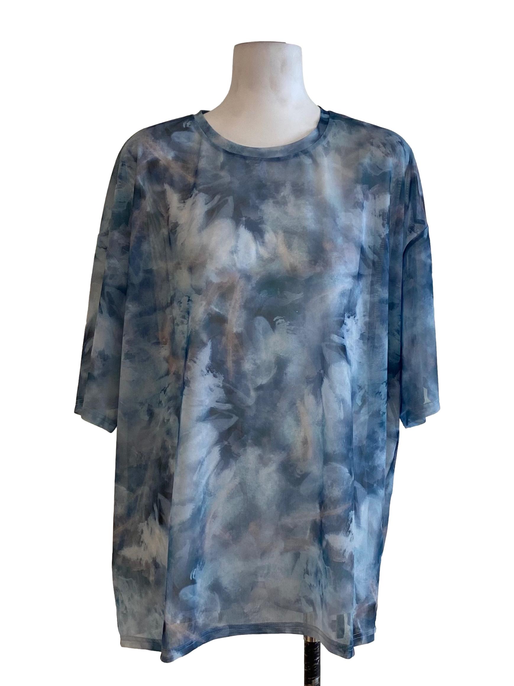 Sky Blue With Multicolor Floral Printed Shirt