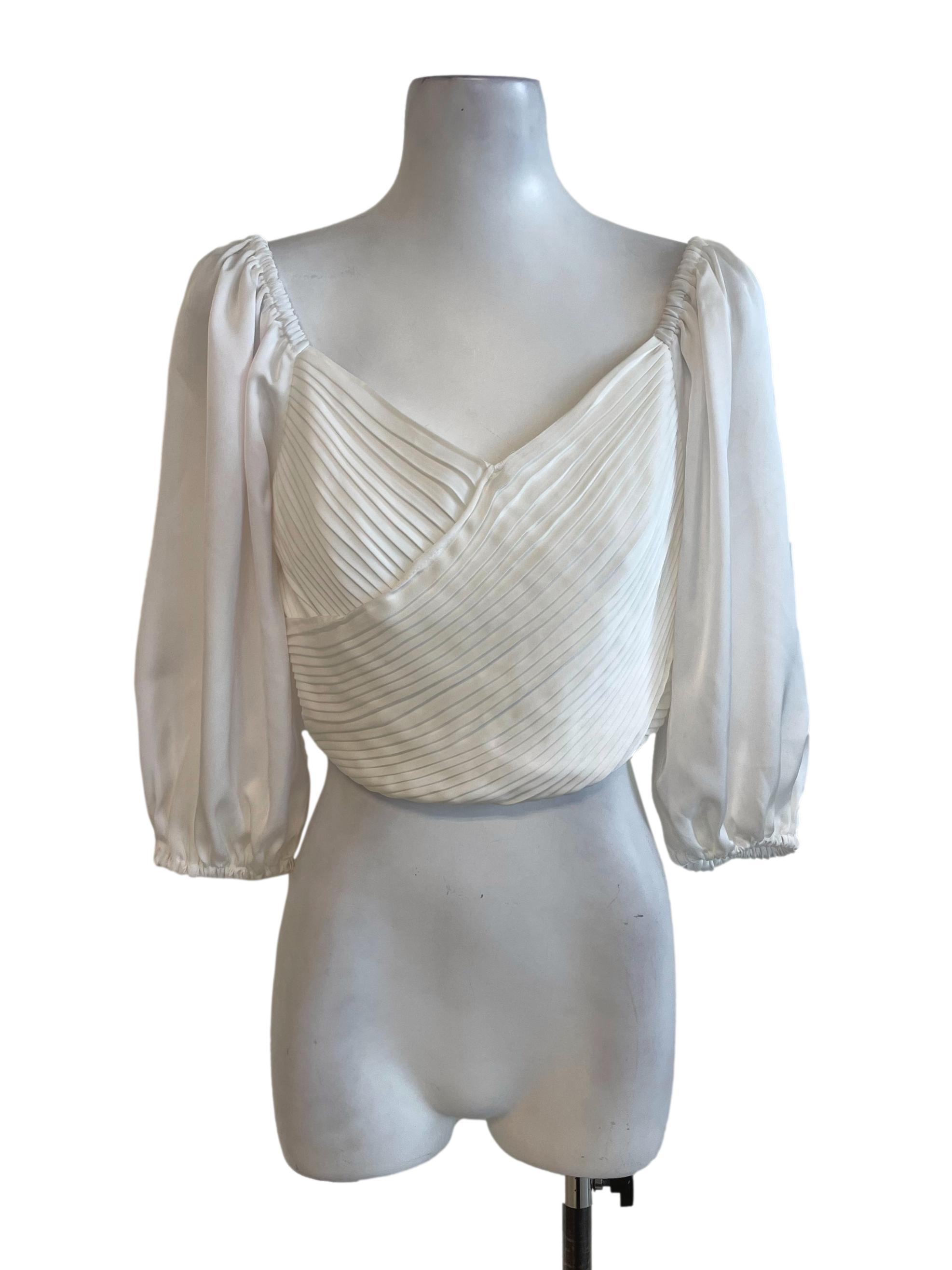 Plain White Pleated Crop Top