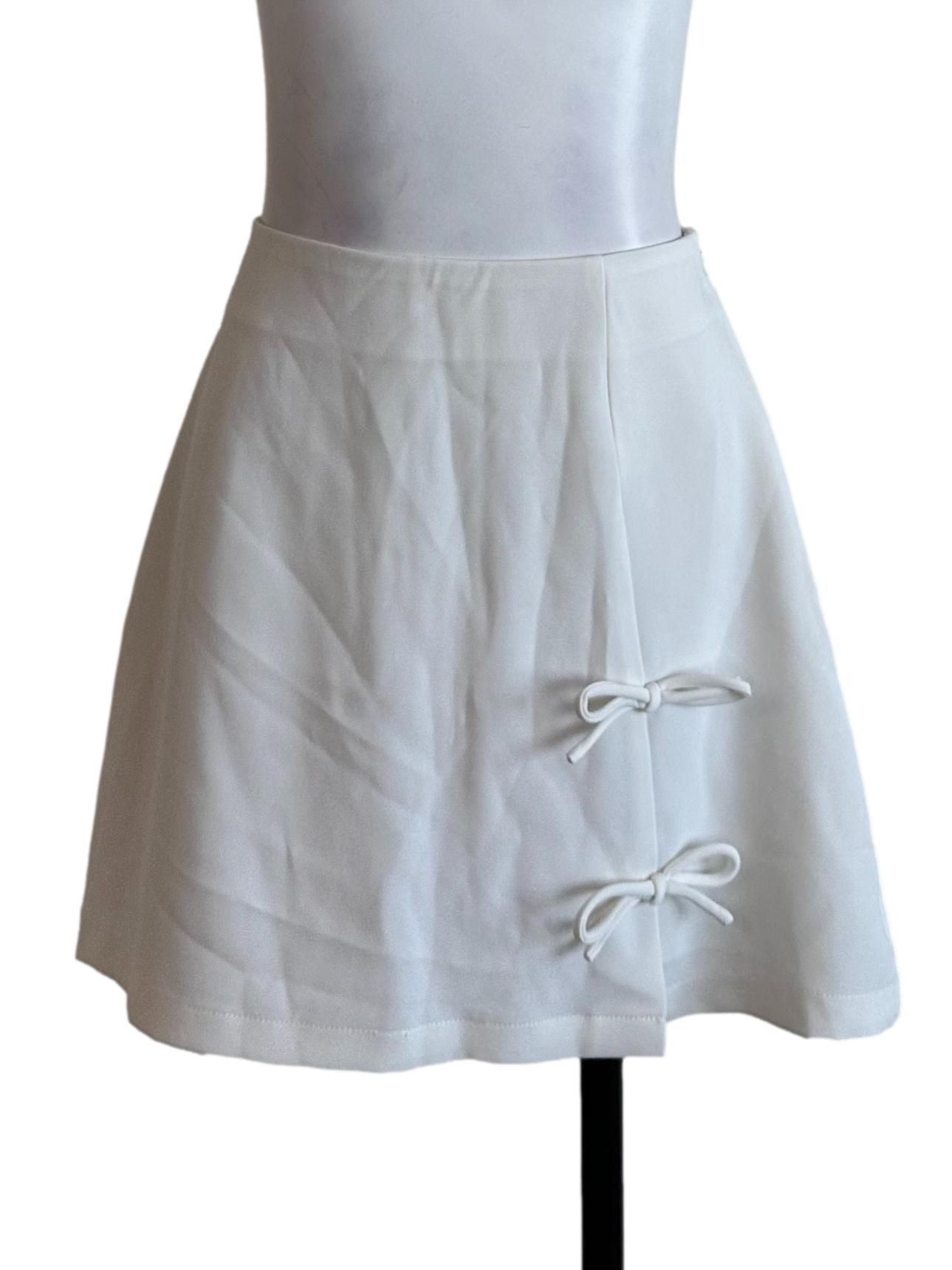 Pearl White Ribbon Mini Skorts
