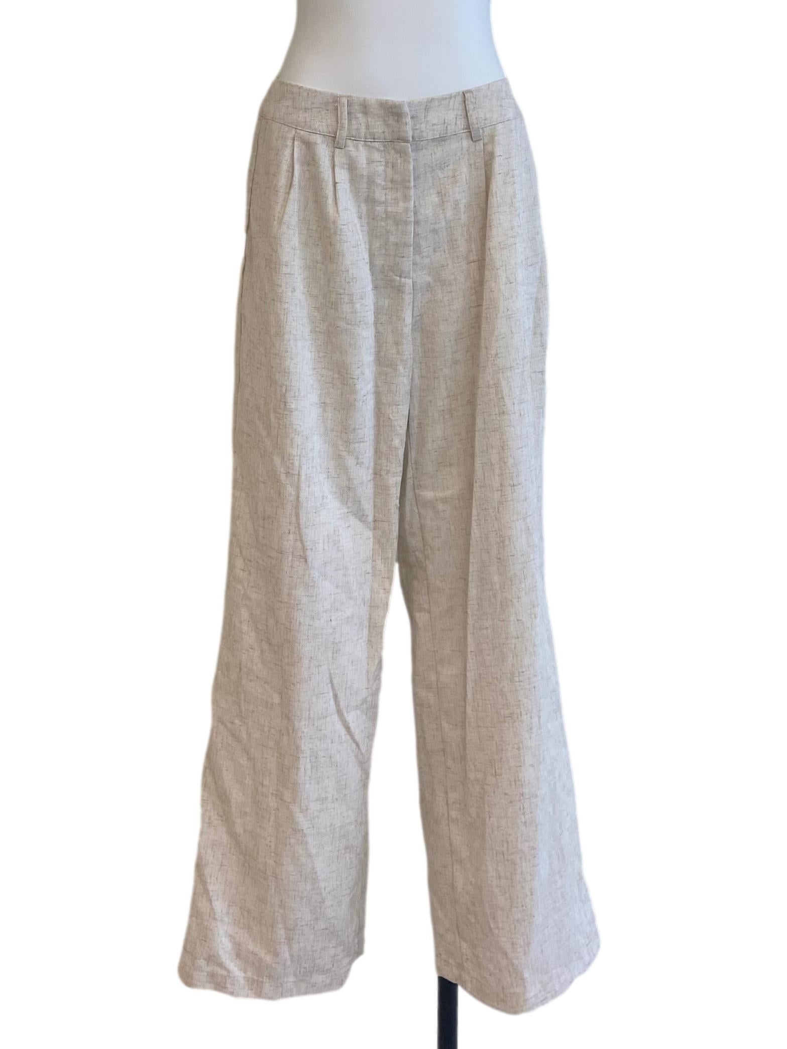 Chiffon Beige High Waist Pants
