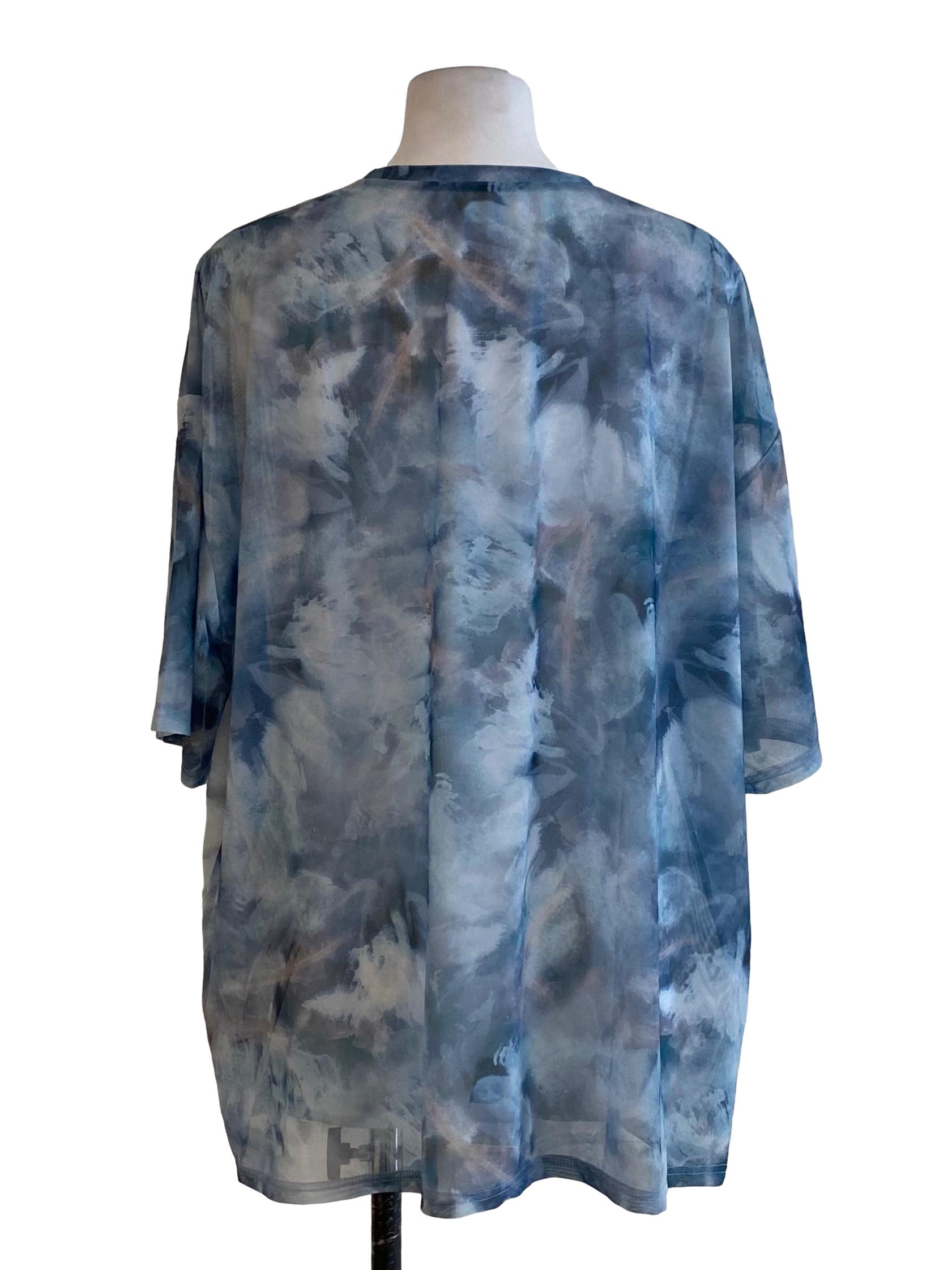 Sky Blue With Multicolor Floral Printed Shirt