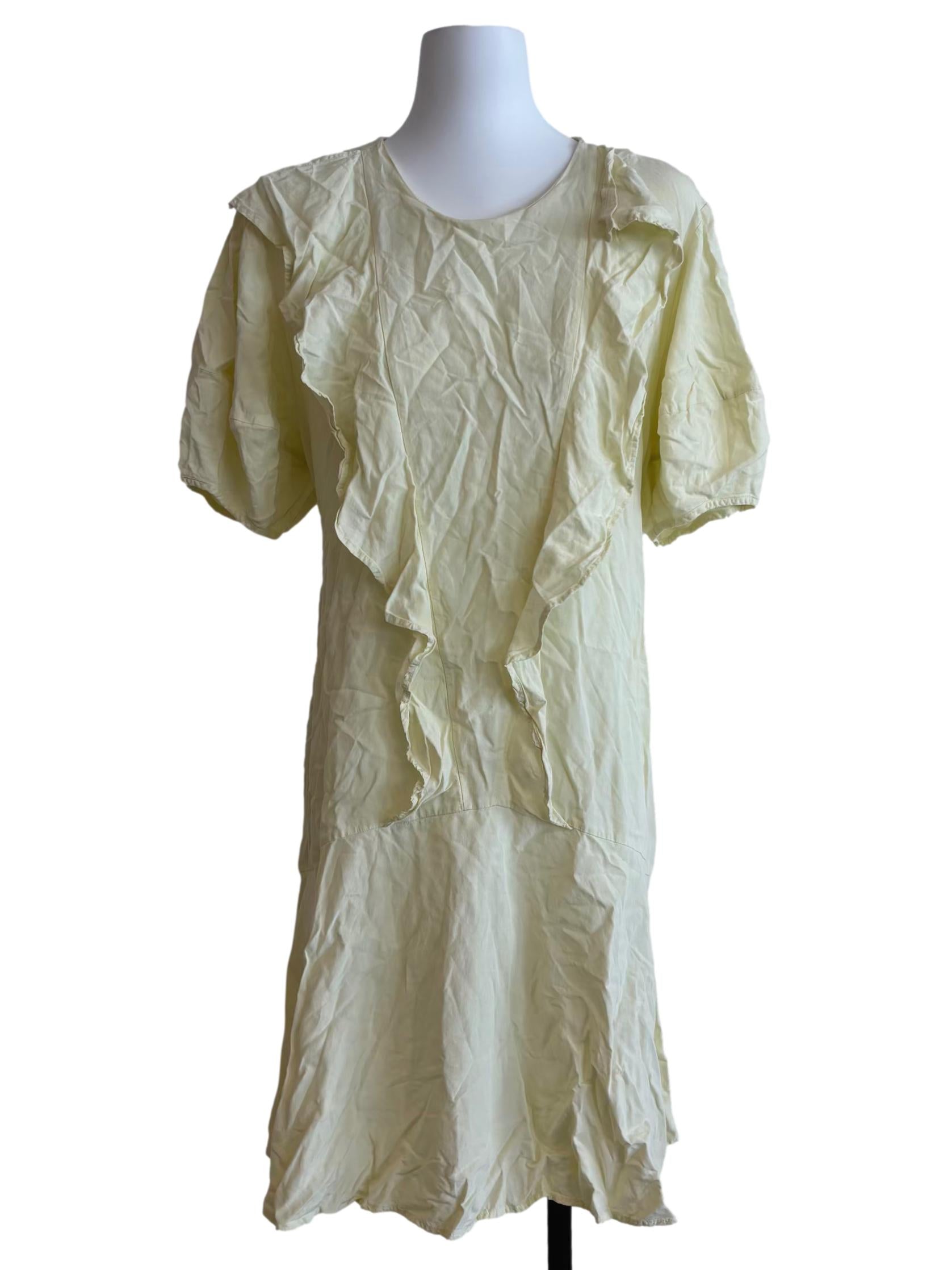 Butter Yellow Puff Sleeve Cotton Dress CSN