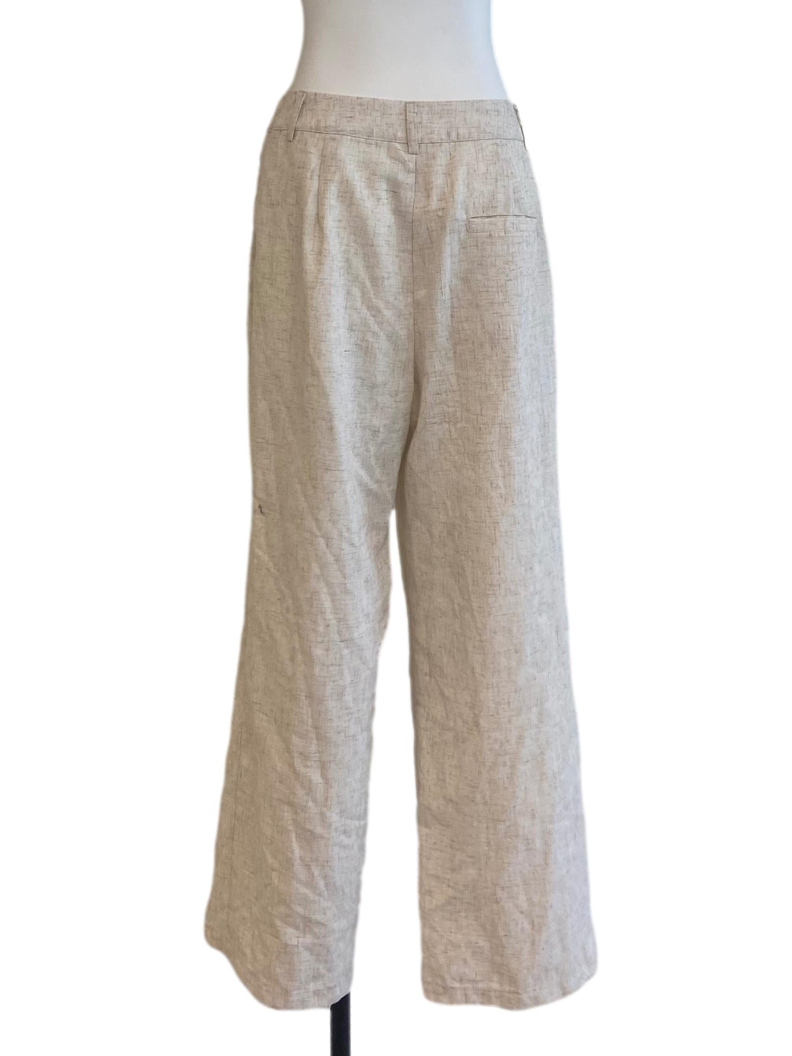 Chiffon Beige High Waist Pants