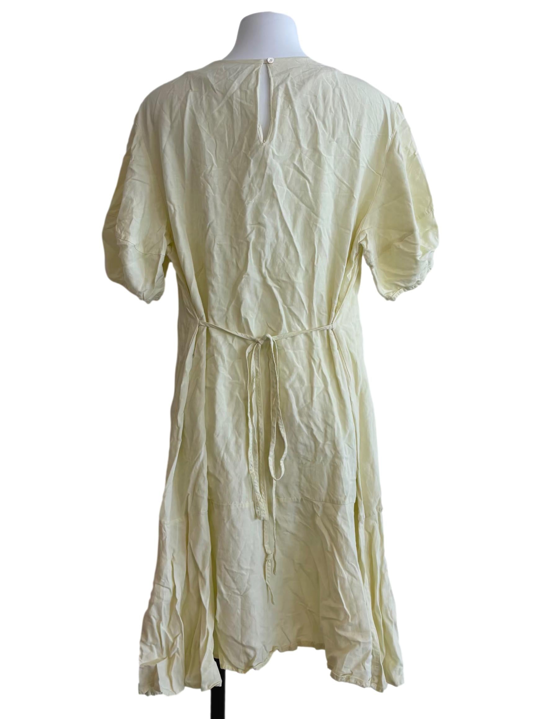 Butter Yellow Puff Sleeve Cotton Dress CSN