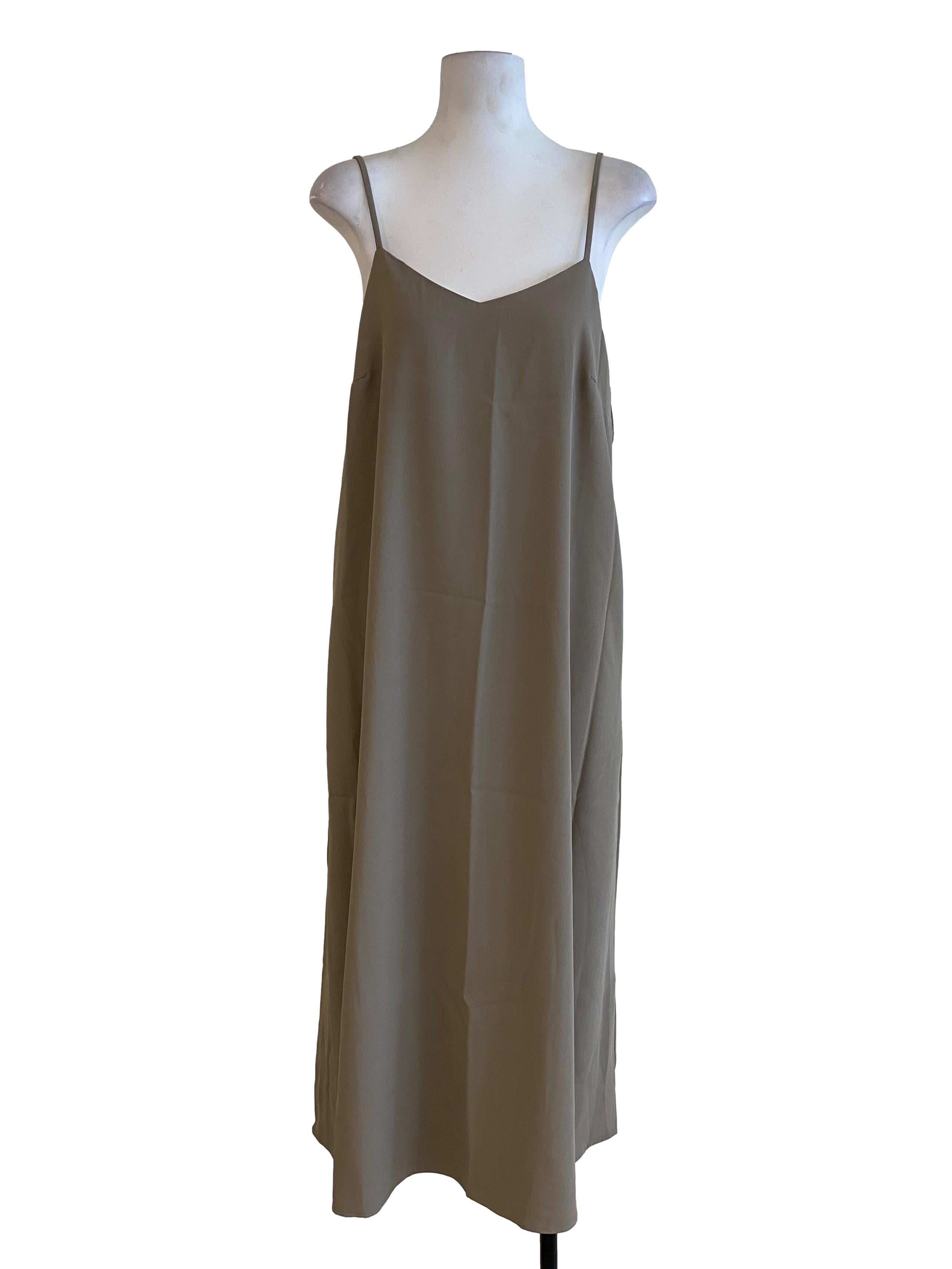 Light Ash Coffee Grey V-Neck Dress