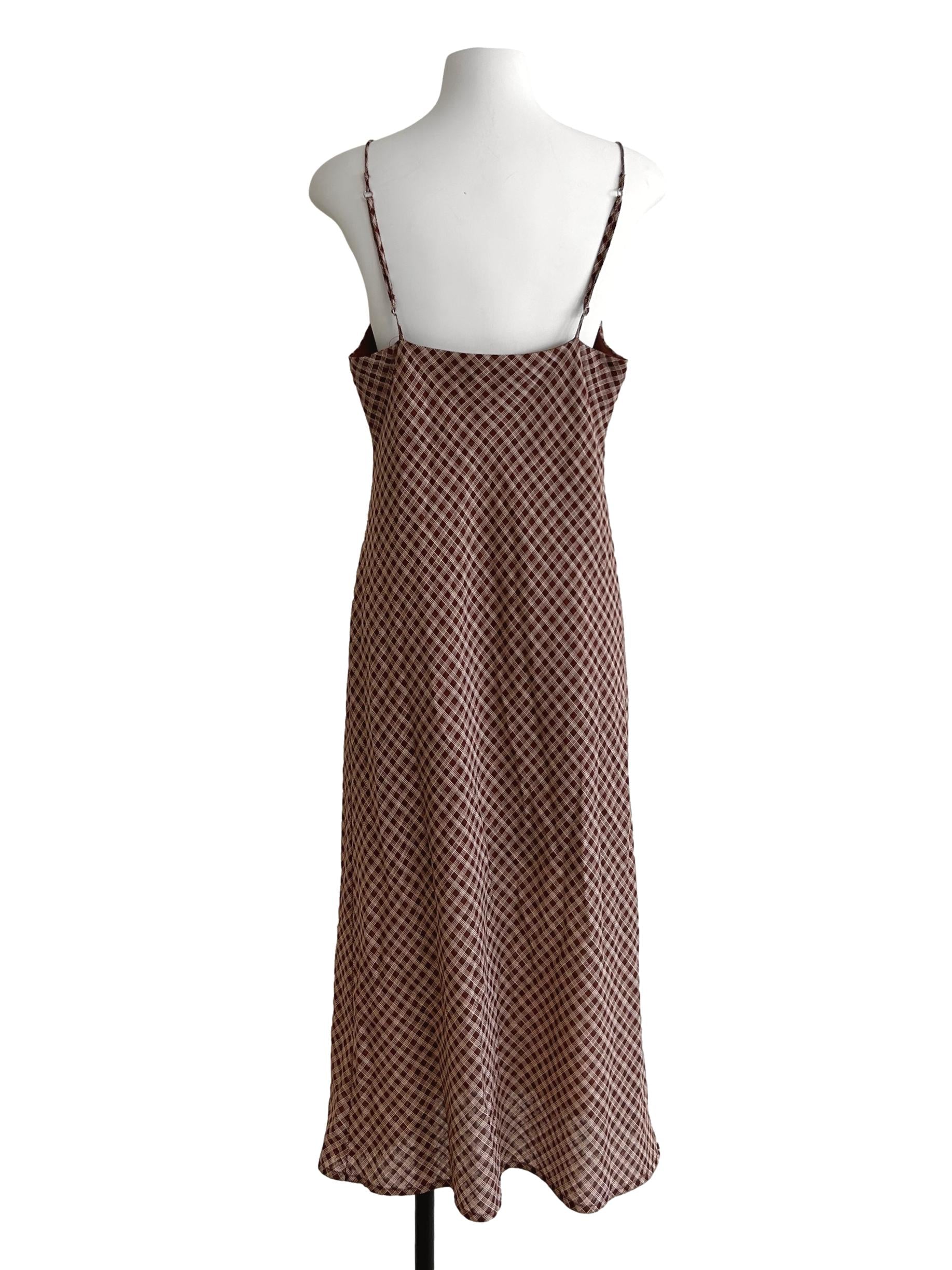 Cinnamon Brown Gingham Cami Dress