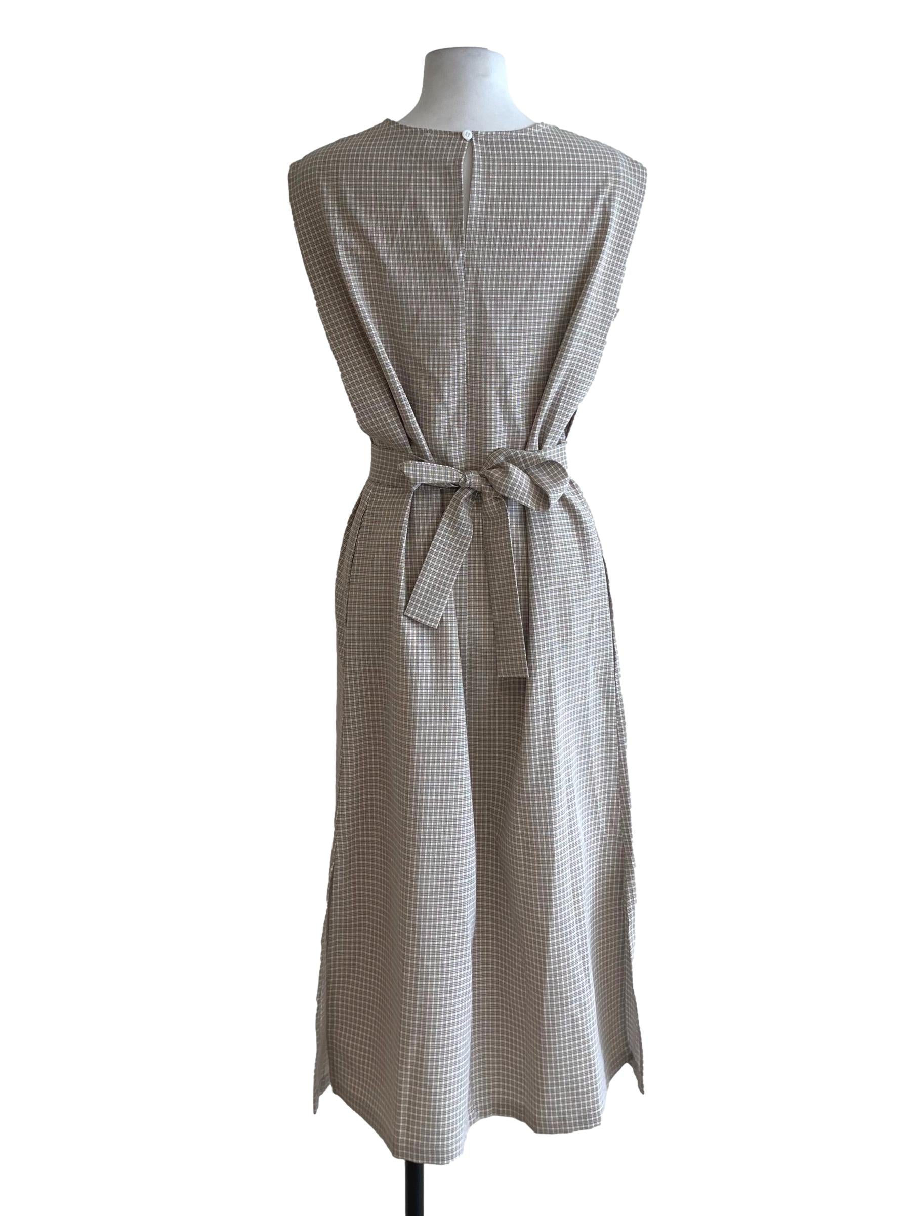 Coffee Brown Tartan Shift Dress