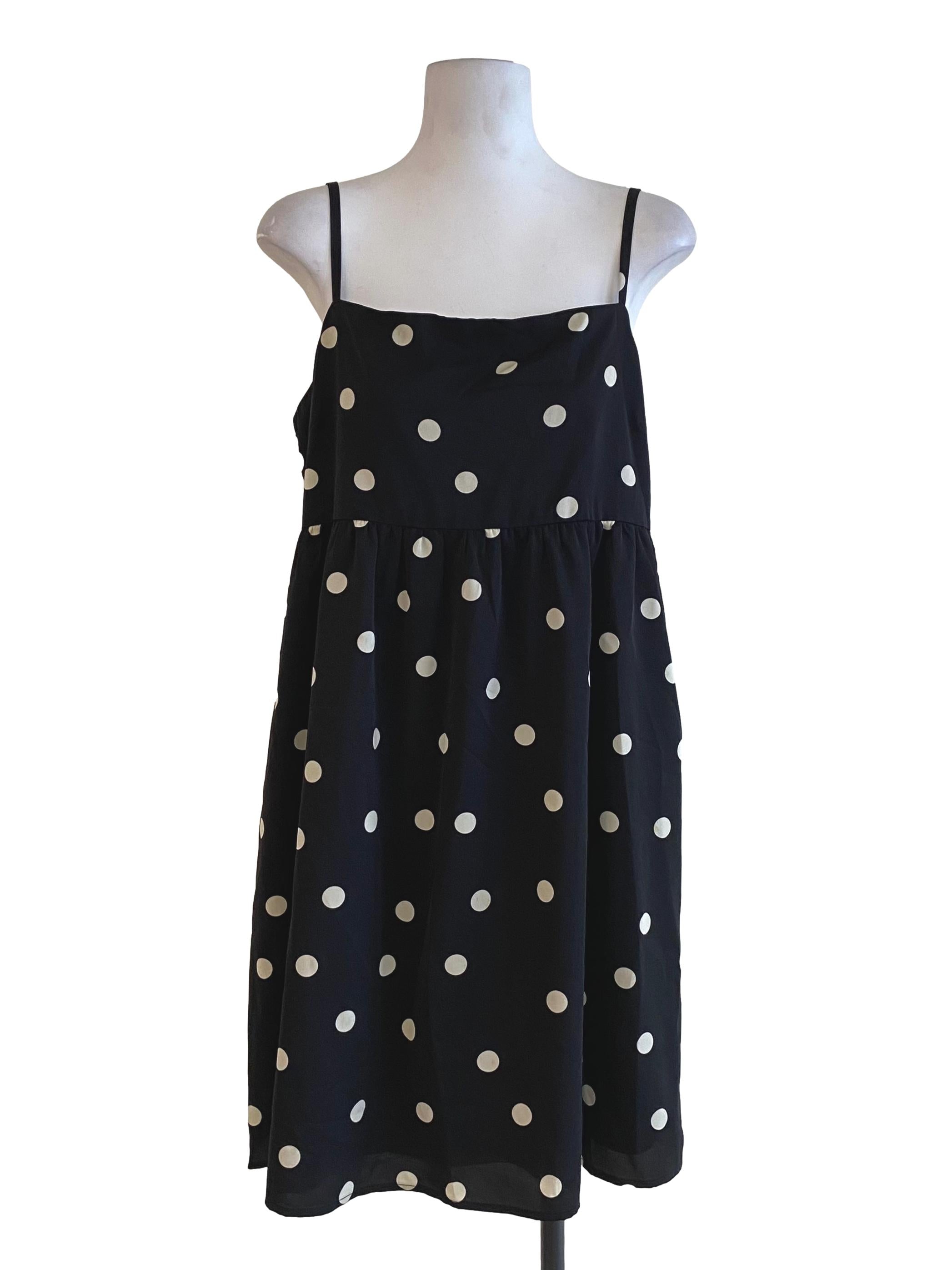 Coal Black White Polkadot Square Dress