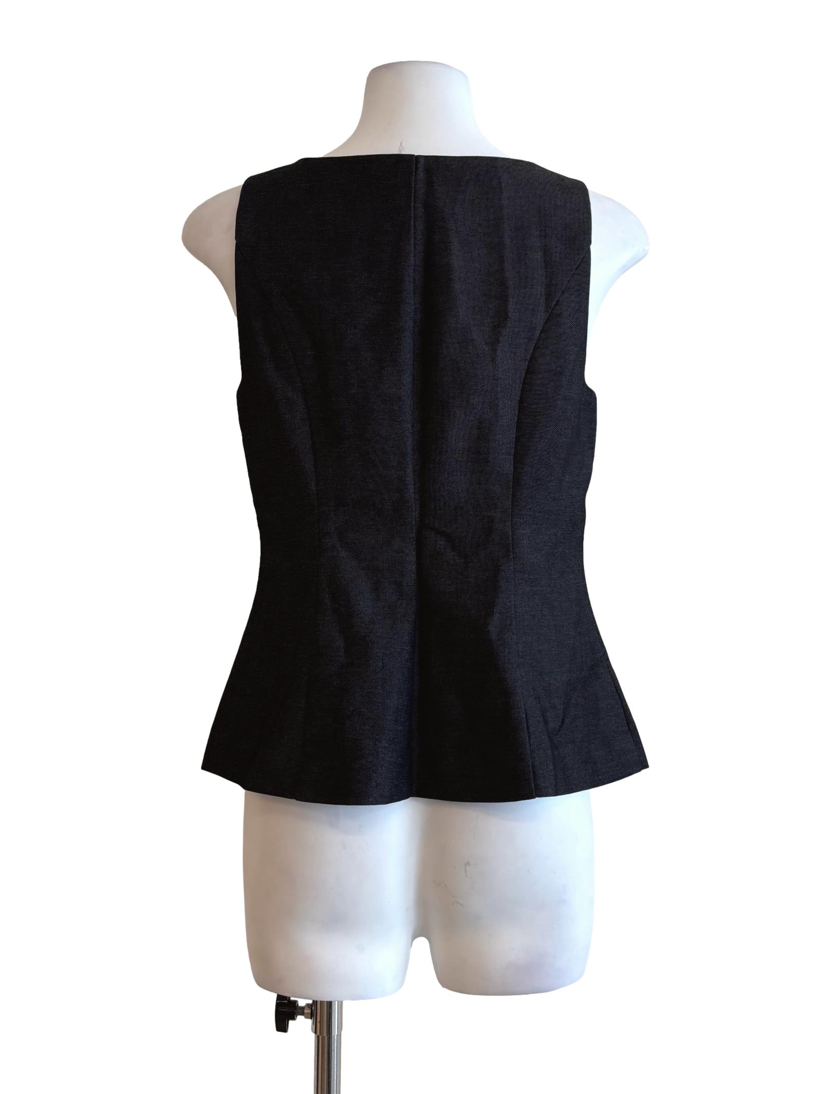 Charcoal Black Square Neck Dual Zip Top