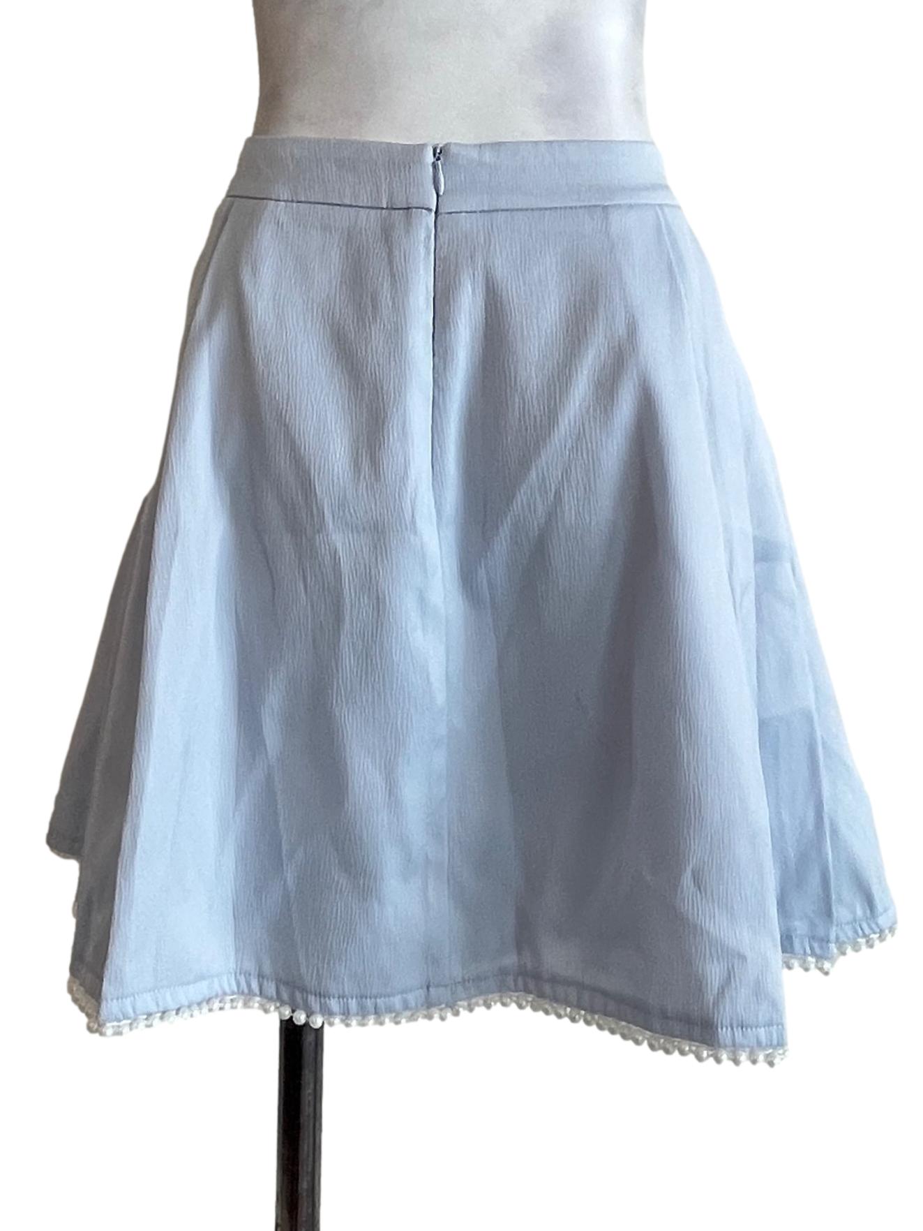 Sky Blue Pleated Mini Skirt