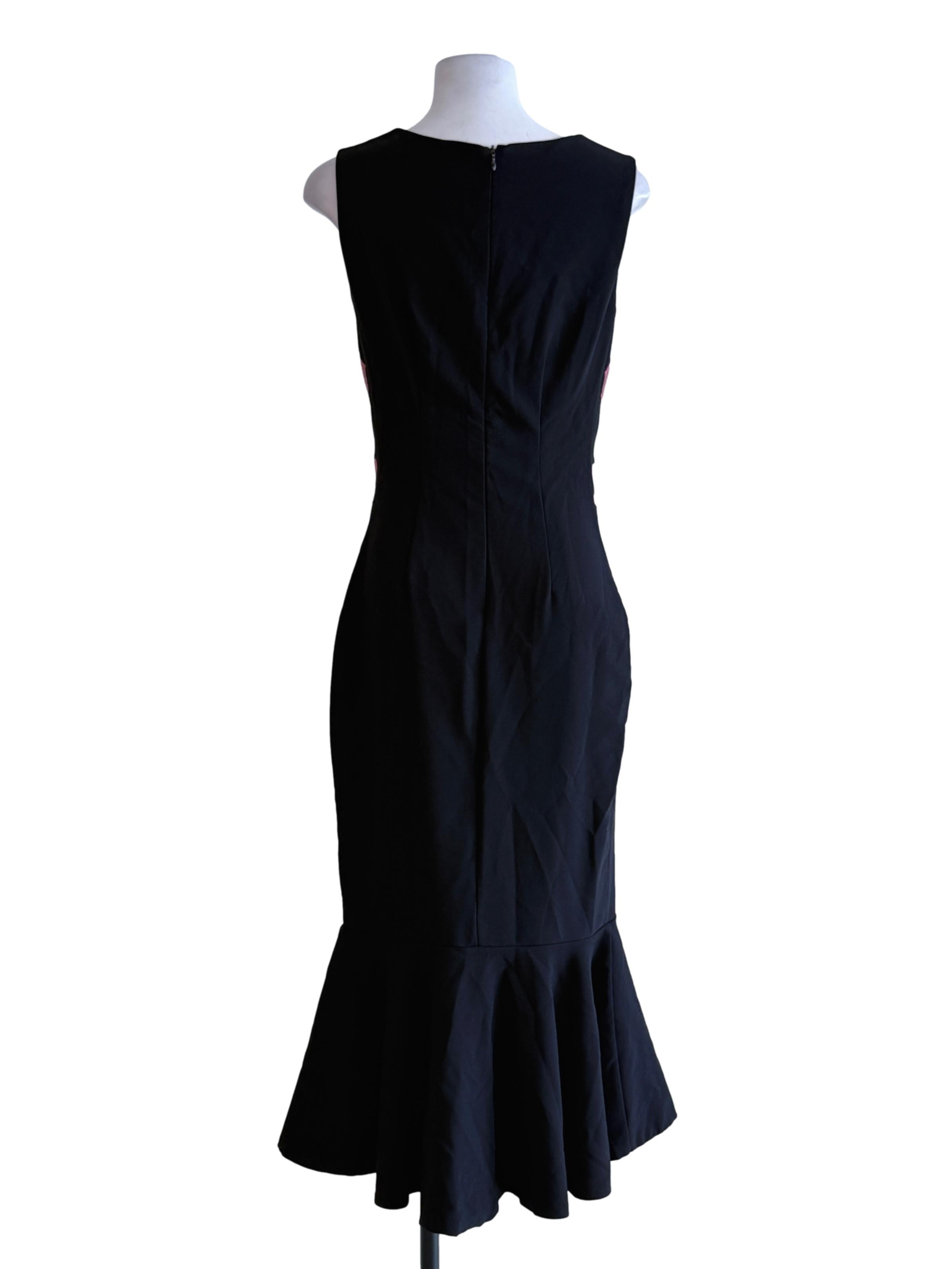 Black Floral Square Neck Dress