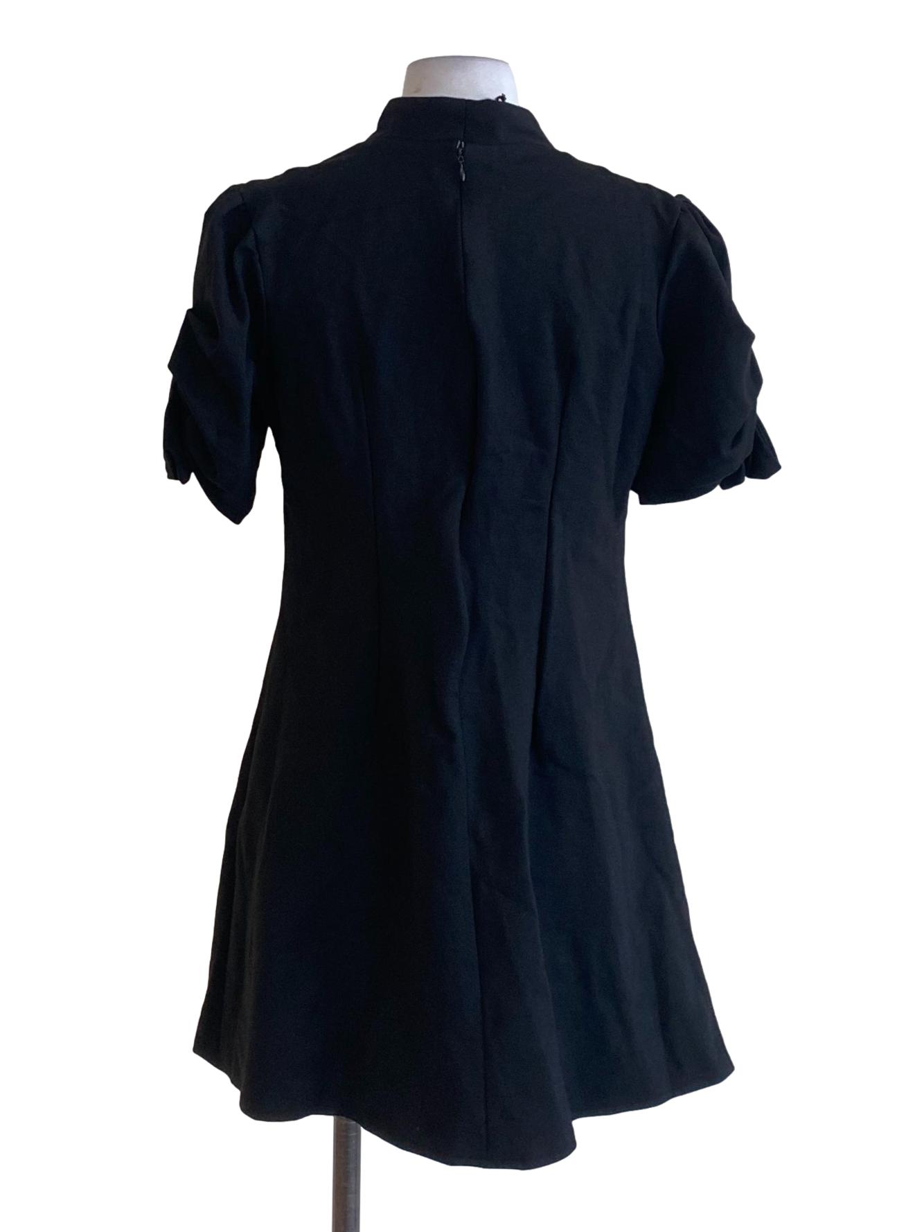 Coal Black V-Neck Sheath Shirt Dress