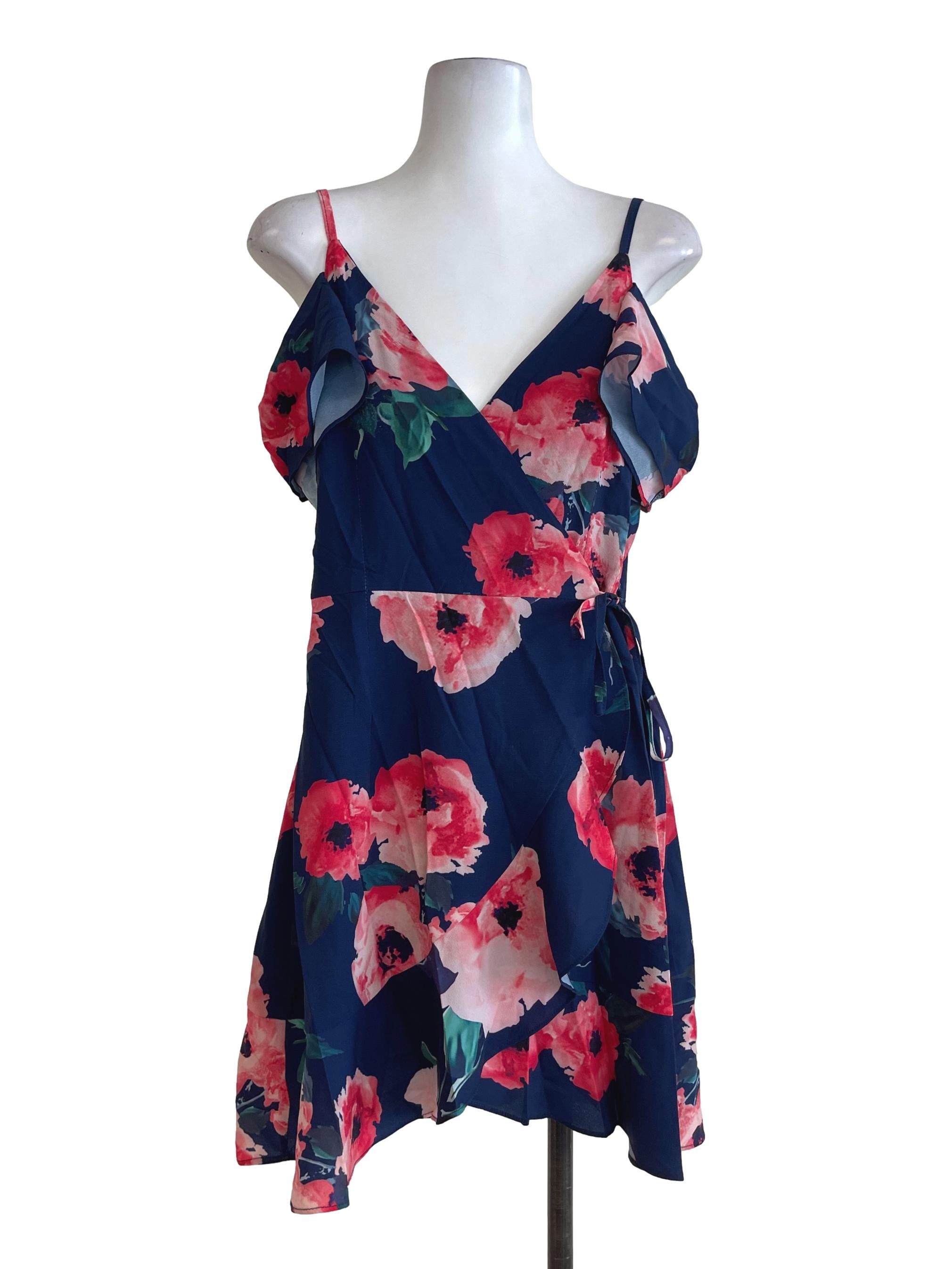 Blue Floral Wrap Dress TTR