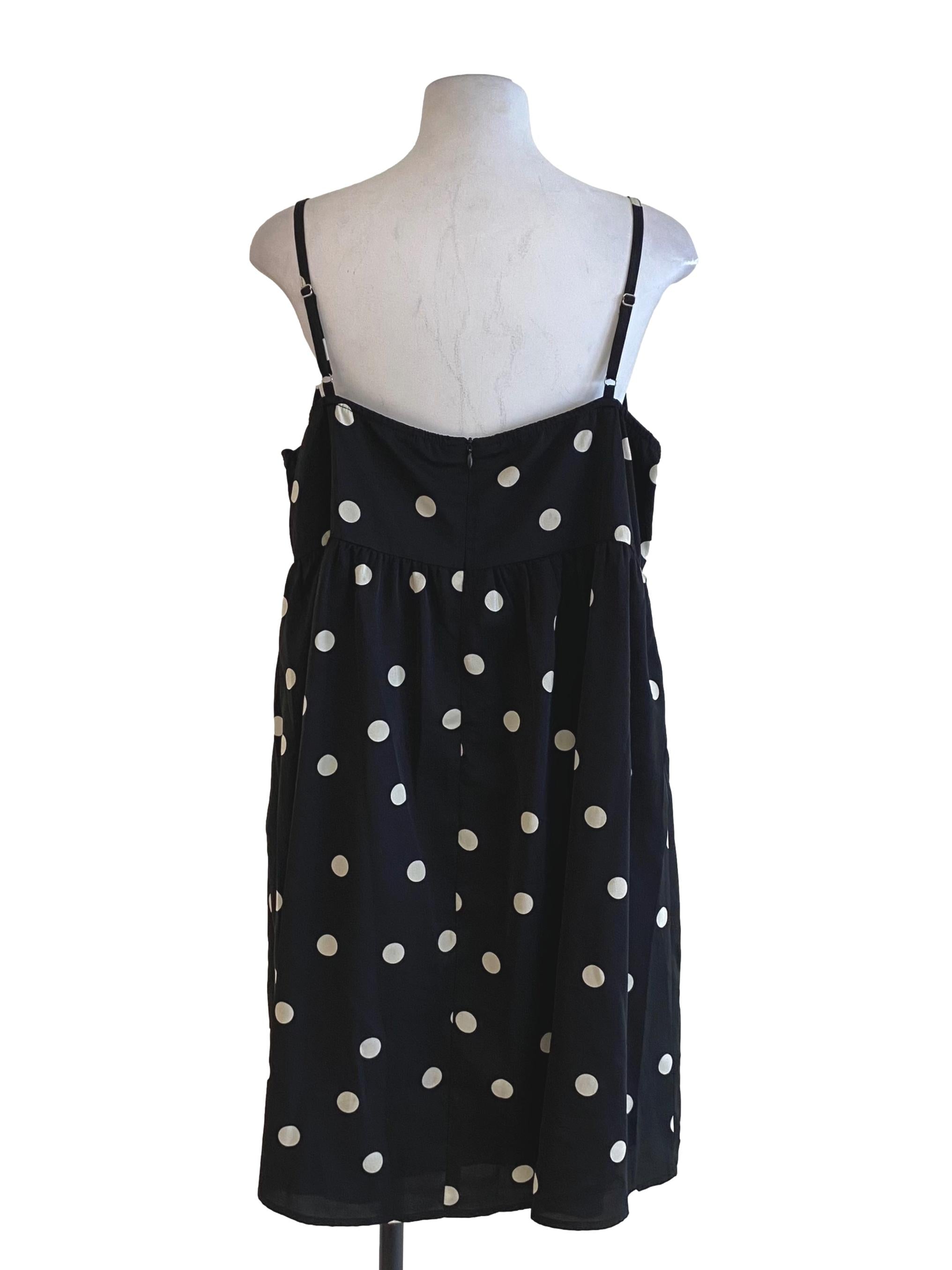 Coal Black White Polkadot Square Dress