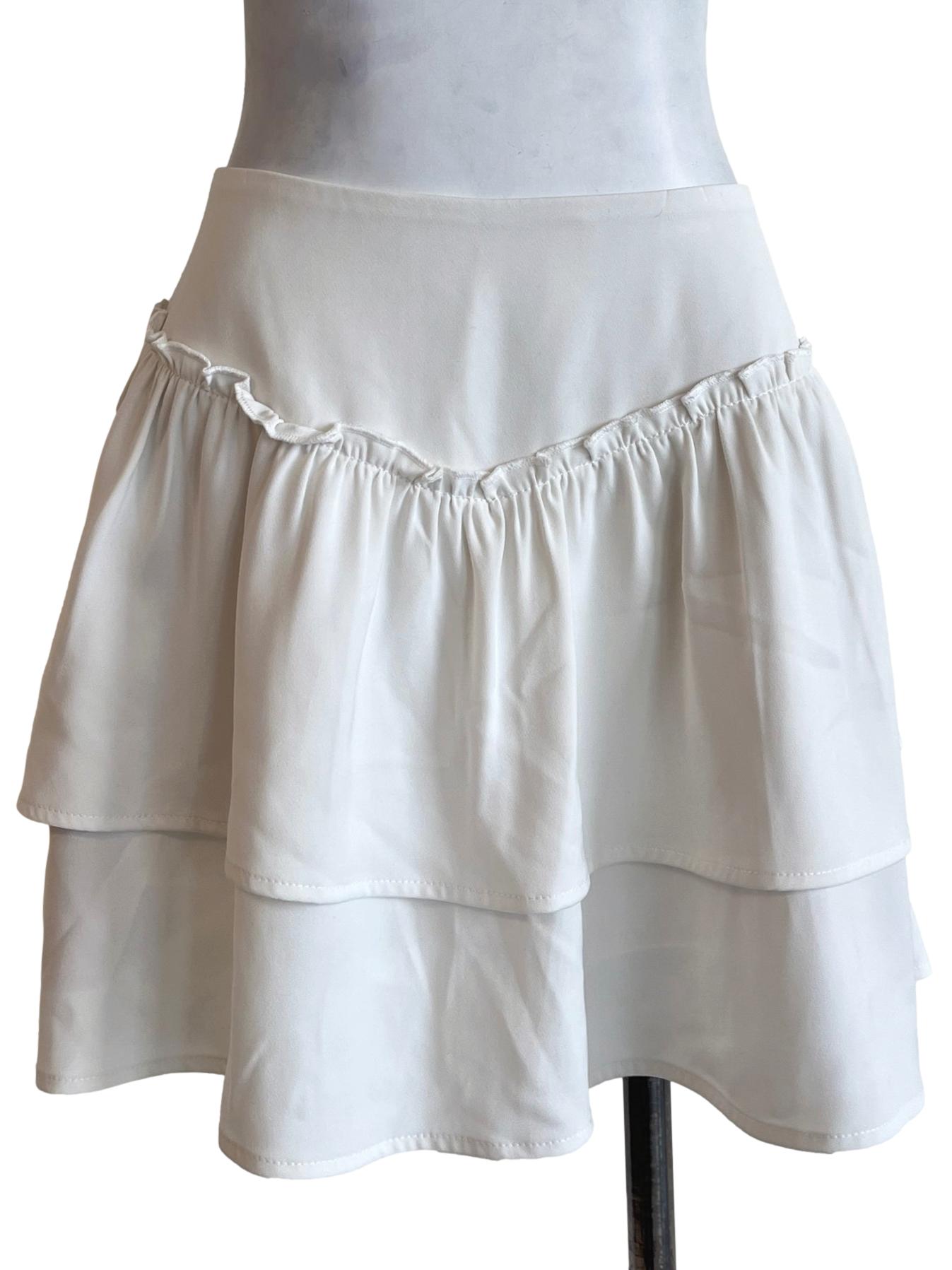 Daisy White Tiered Mini Skirt