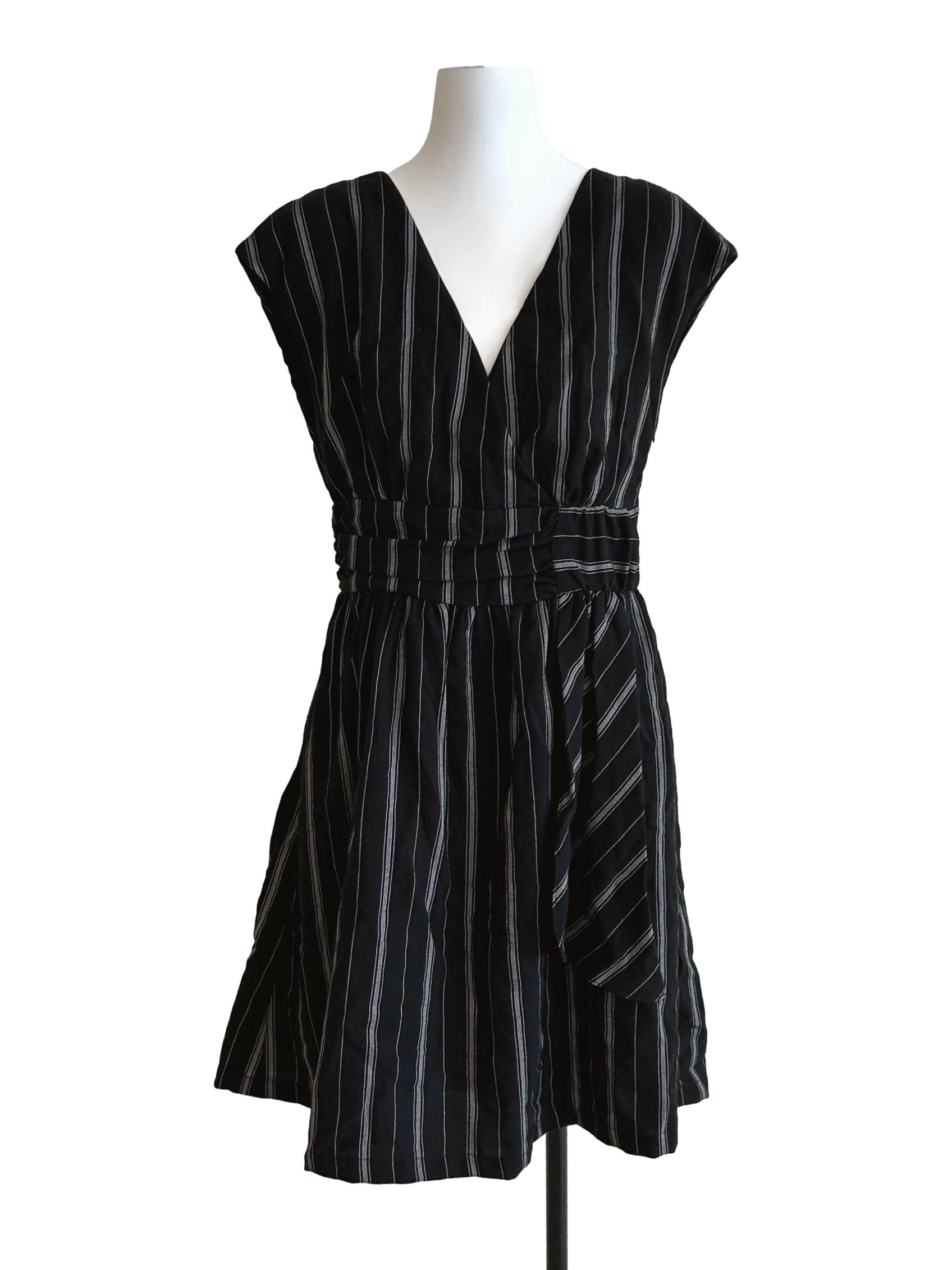 Jet Black Striped Dress