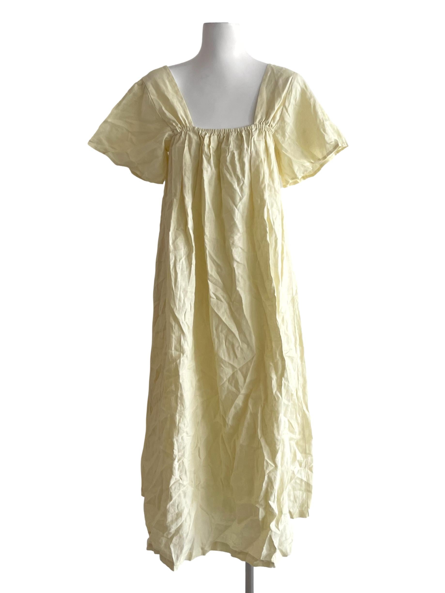 Yellow Circular Cap Sleeve Yoke Dress