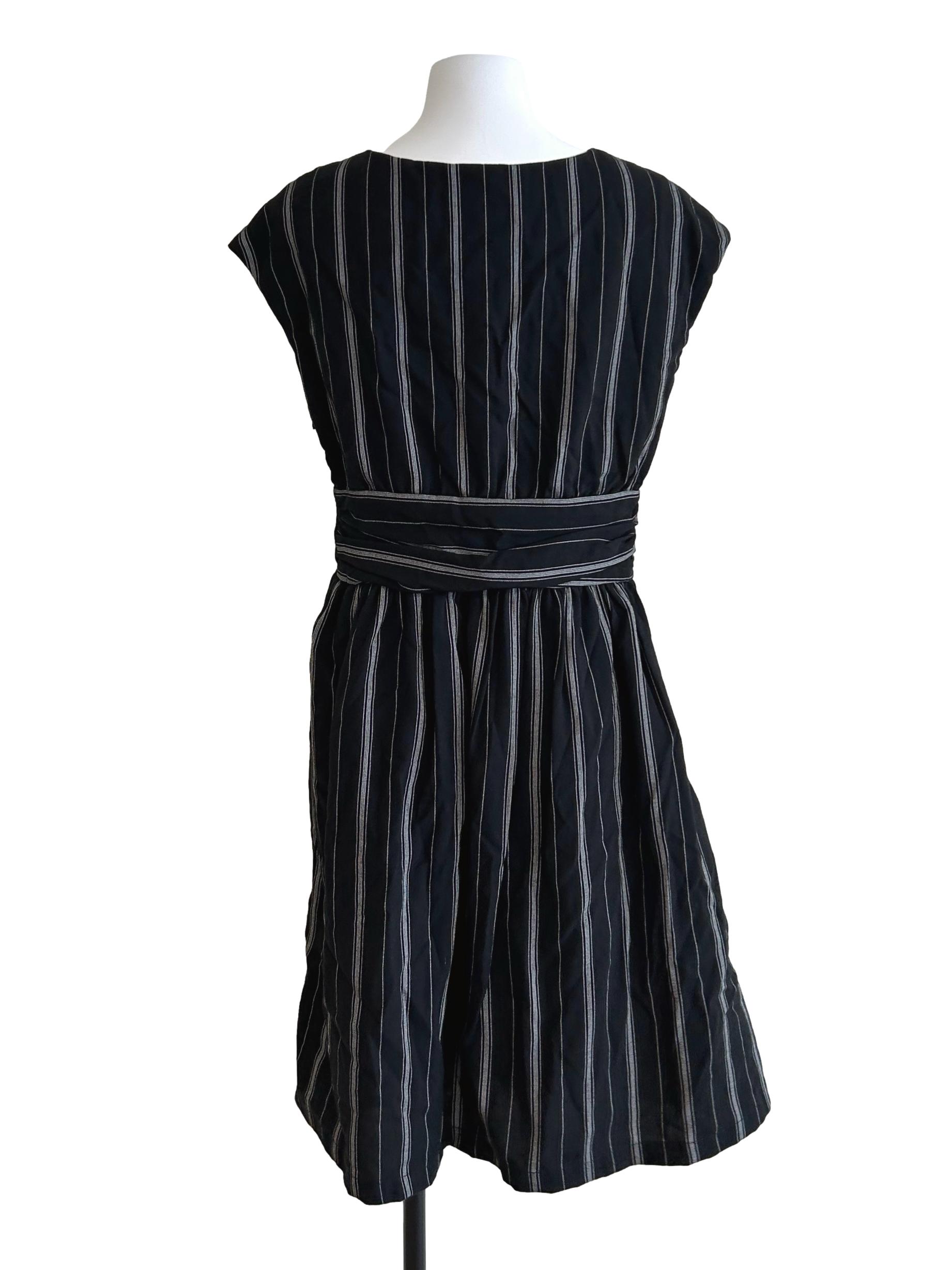 Jet Black Striped Dress