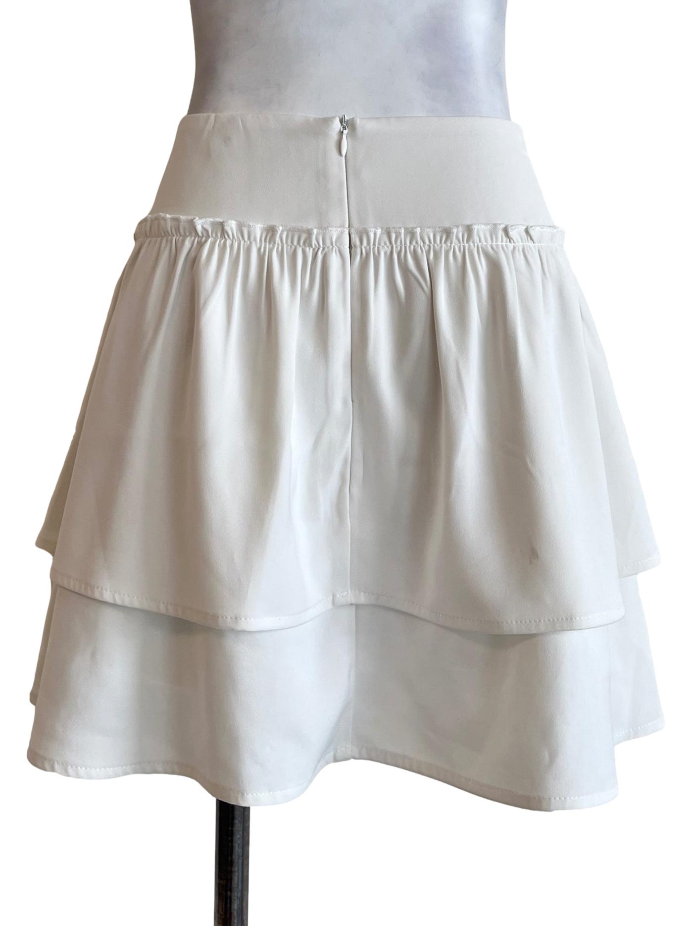Daisy White Tiered Mini Skirt