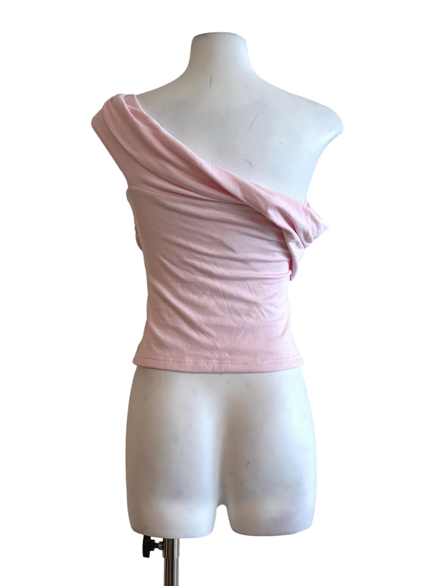 Baby Pink One Shoulder Padded Top