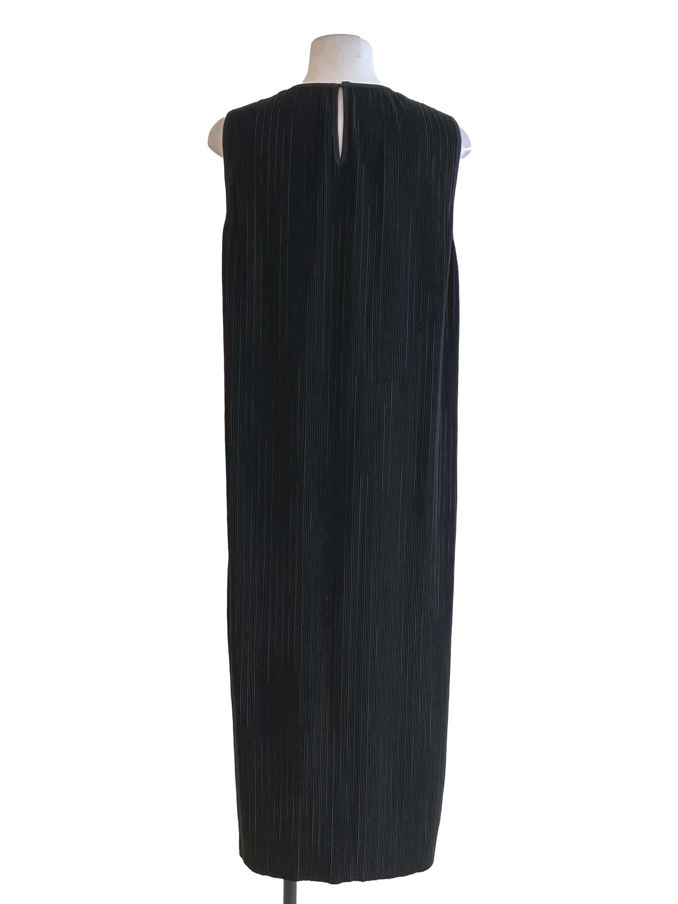 Jade Black Wrinkle Sleeveless Long Dress