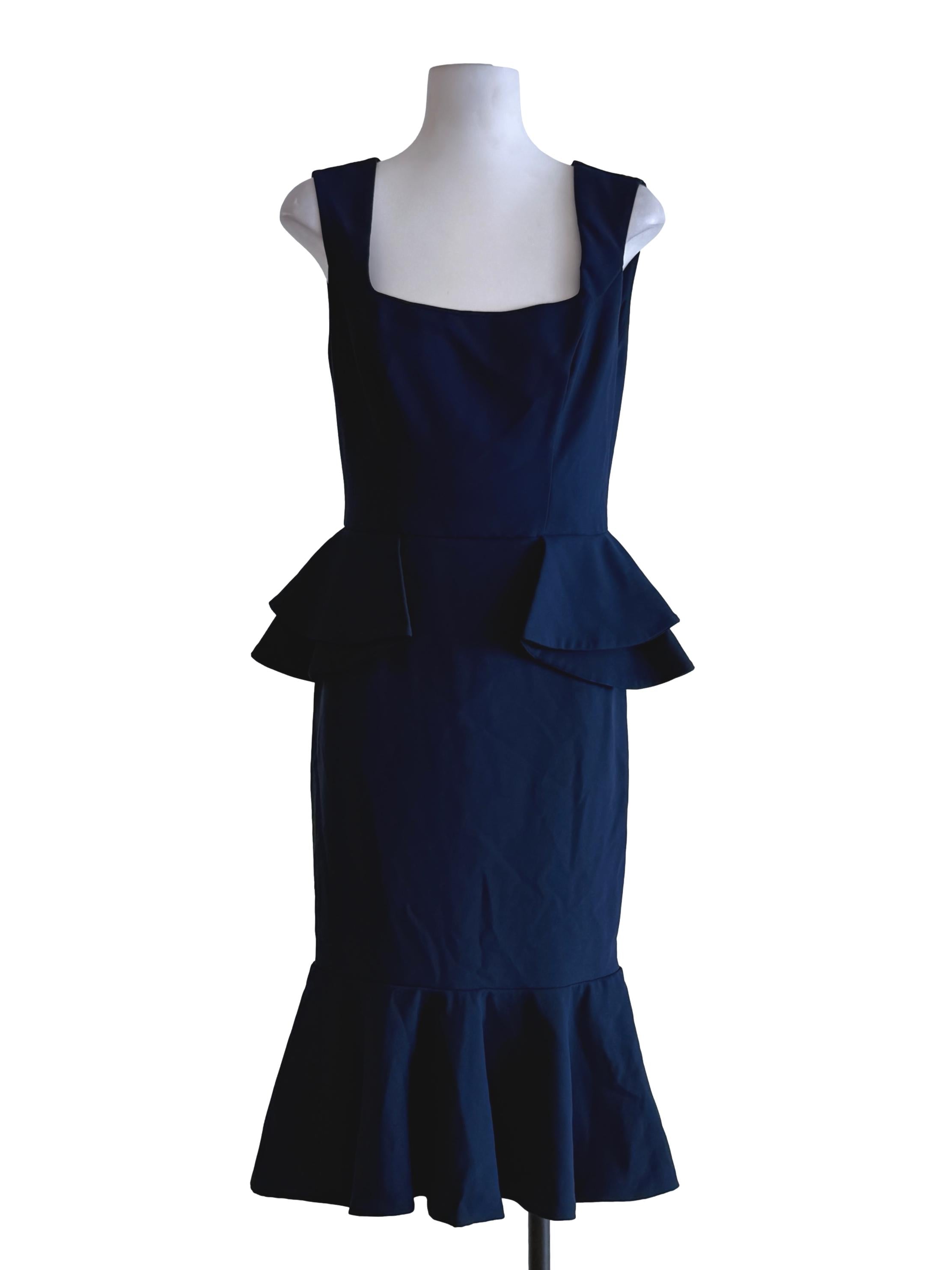 Blue Black Princess Cut Midi Dress