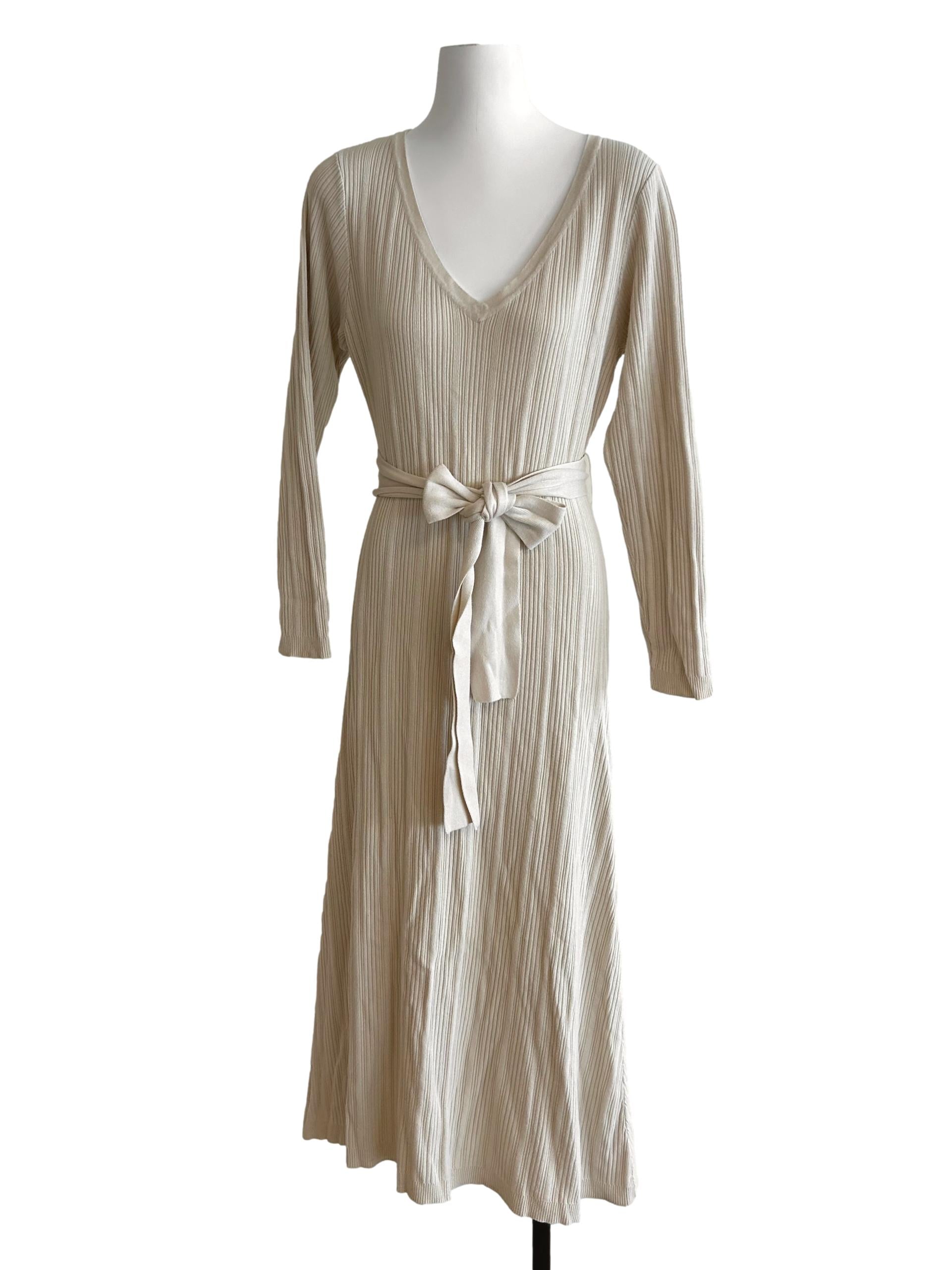 Ivory White Rib Knit Dress