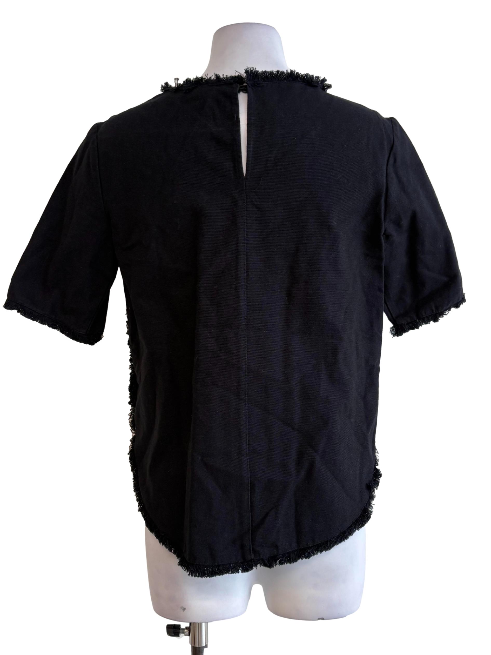 Black Fringe Hem Top