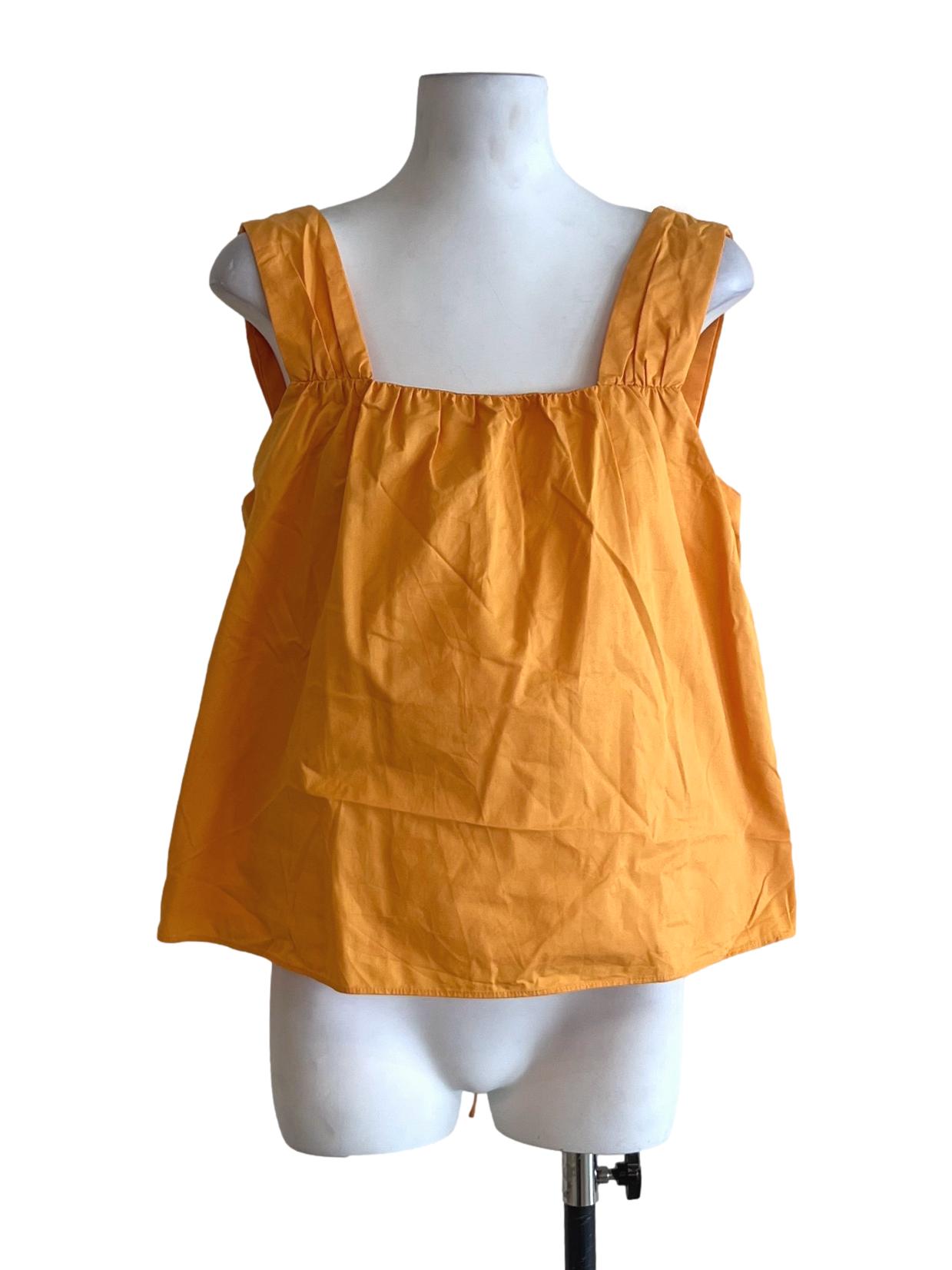Gold Orange Square Neckline Sleeveless Top LB