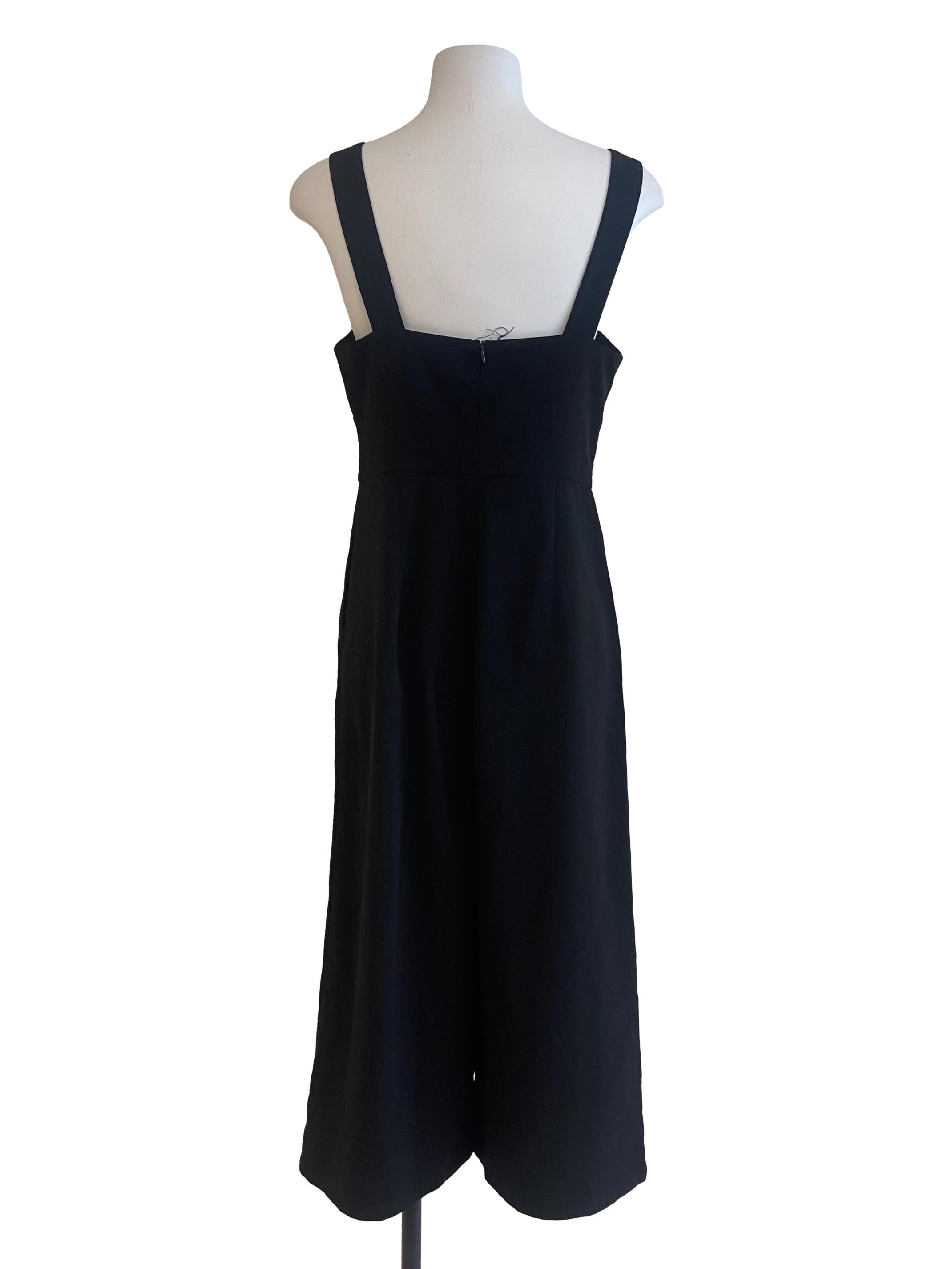 Black Sleeveless Twill Jumpsuit