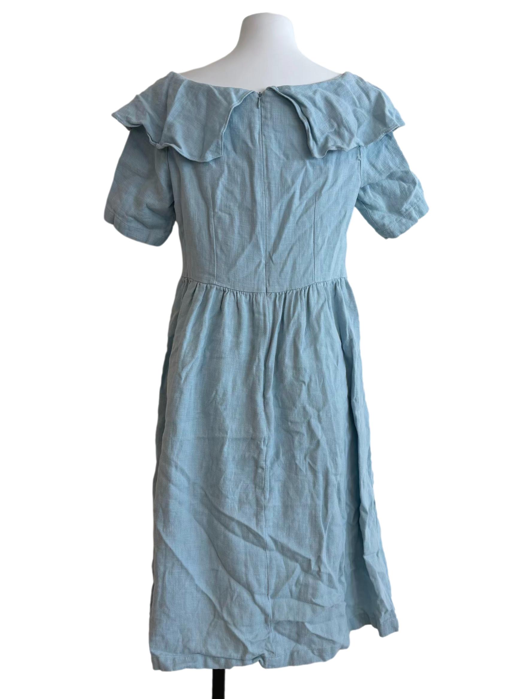 Sky Blue Linen Ruffle Dress CSN