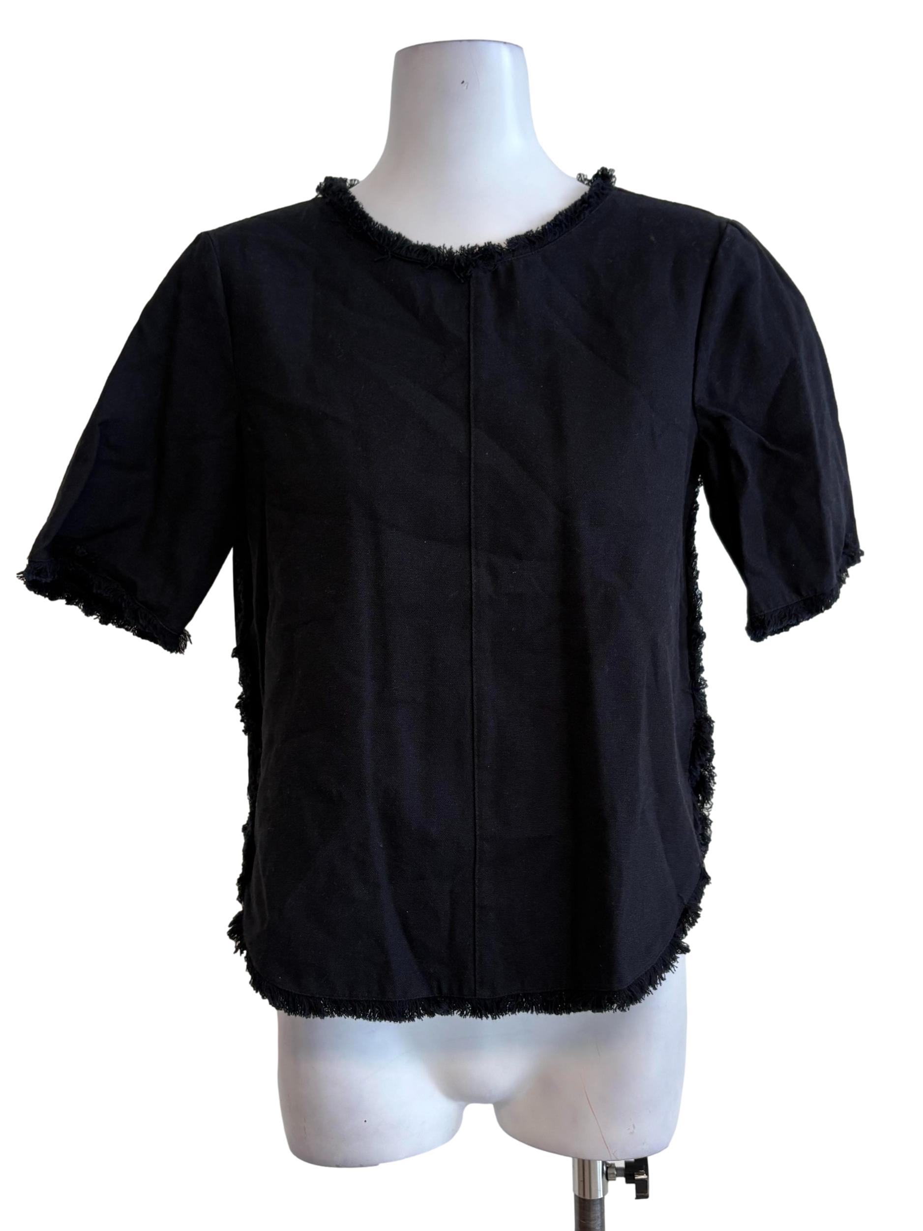 Black Fringe Hem Top